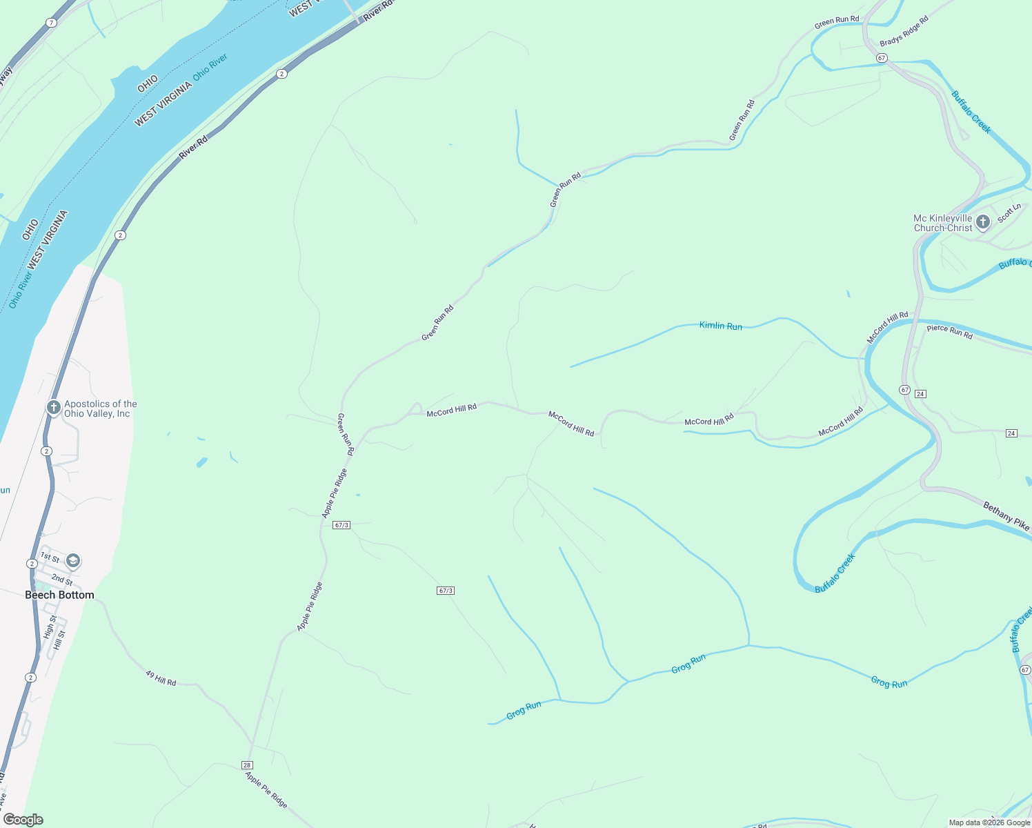 map of restaurants, bars, coffee shops, grocery stores, and more near 1660 McCord Hill Road in Wellsburg