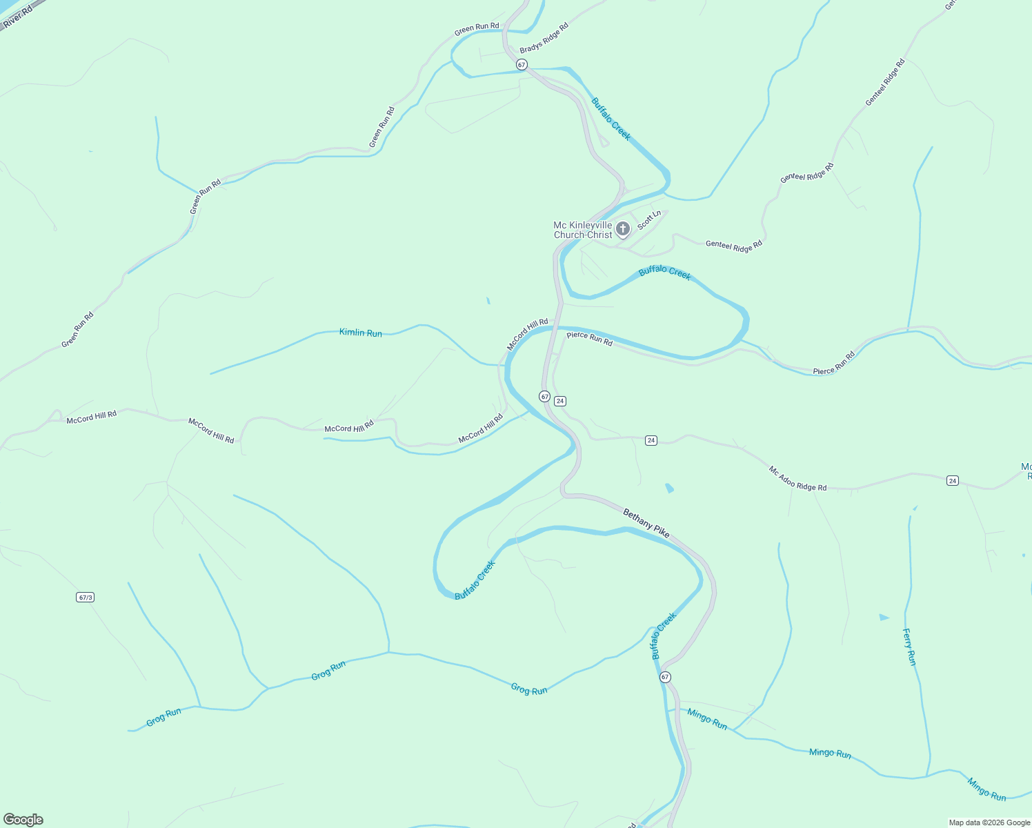 map of restaurants, bars, coffee shops, grocery stores, and more near Elk's Road in Brooke County