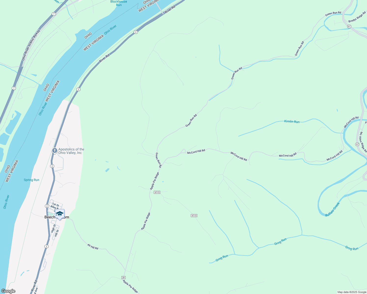 map of restaurants, bars, coffee shops, grocery stores, and more near 55 Bland Circle in Wellsburg