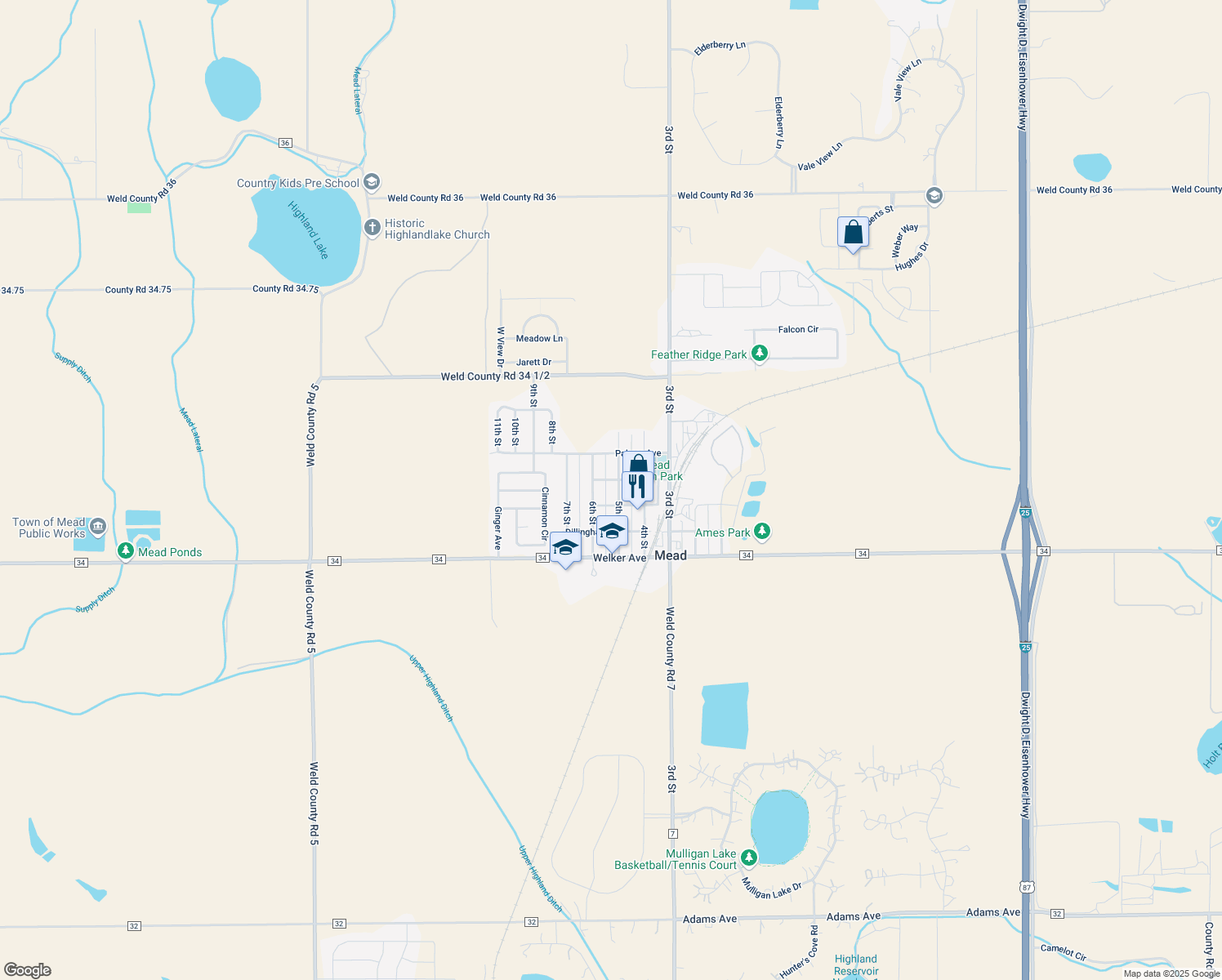 map of restaurants, bars, coffee shops, grocery stores, and more near 325 5th Street in Greeley