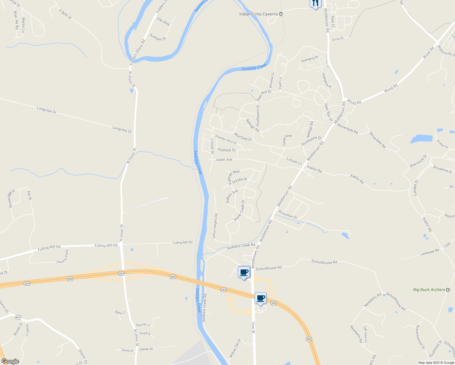 map of restaurants, bars, coffee shops, grocery stores, and more near 2333 Pullman Way in Hummelstown