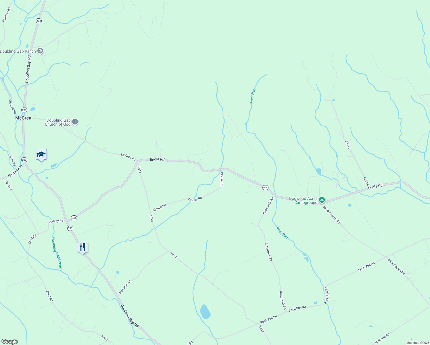 map of restaurants, bars, coffee shops, grocery stores, and more near 4703 Enola Road in Newville
