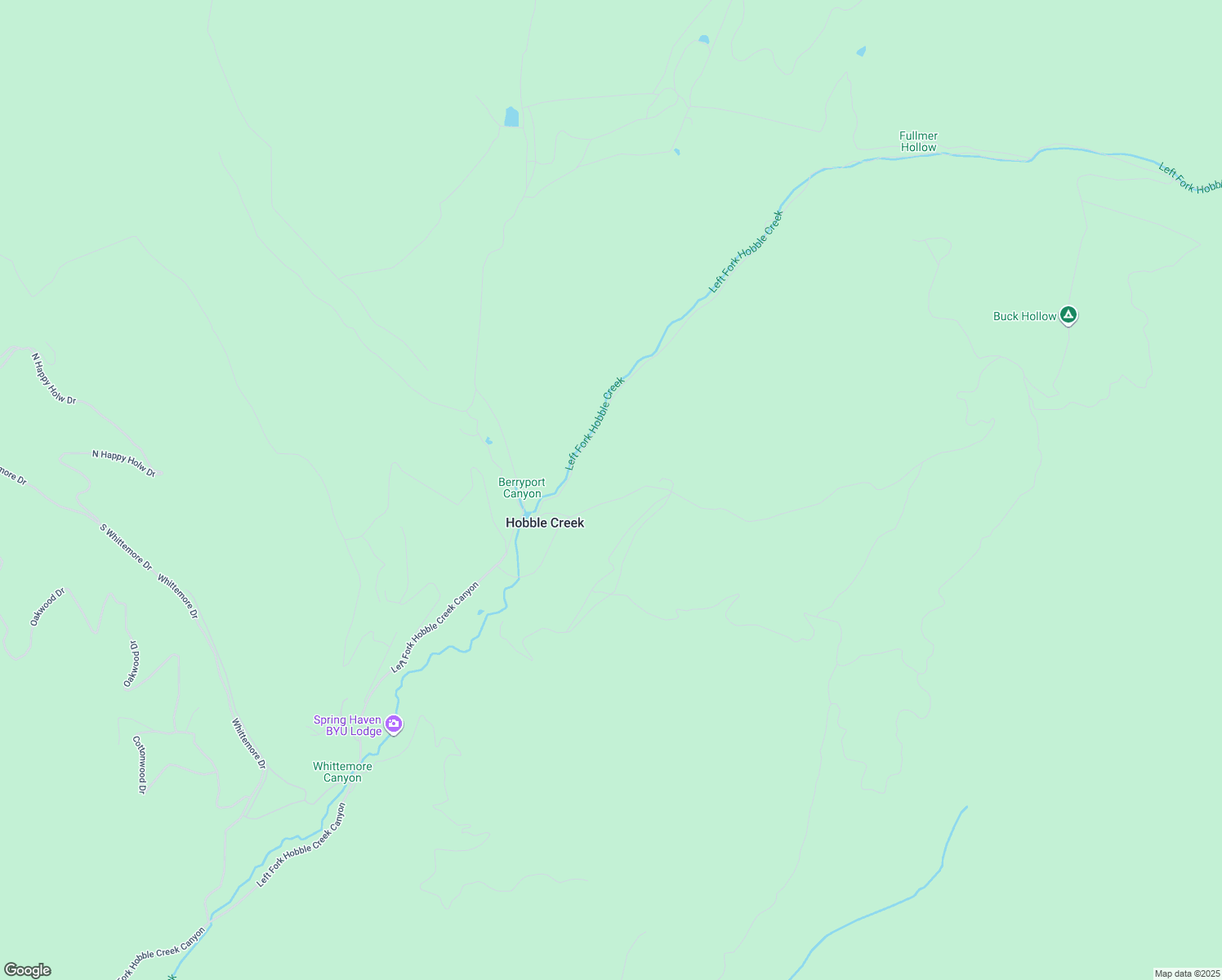 map of restaurants, bars, coffee shops, grocery stores, and more near 8272 North Left Fork Hobble Creek Road in Springville