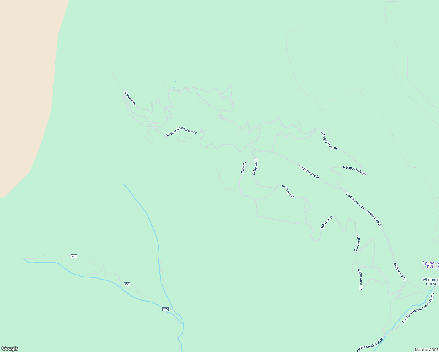 map of restaurants, bars, coffee shops, grocery stores, and more near North Upper Whittemore Drive in Utah County