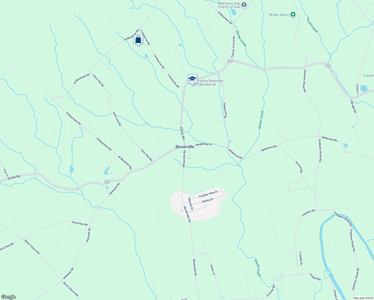 map of restaurants, bars, coffee shops, grocery stores, and more near 737 Bloserville Road in Newville
