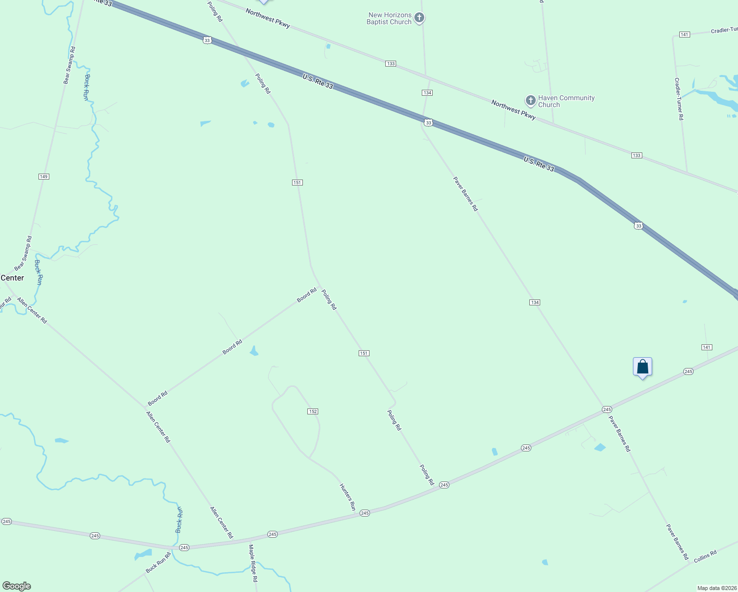 map of restaurants, bars, coffee shops, grocery stores, and more near 16600 Poling Road in Marysville