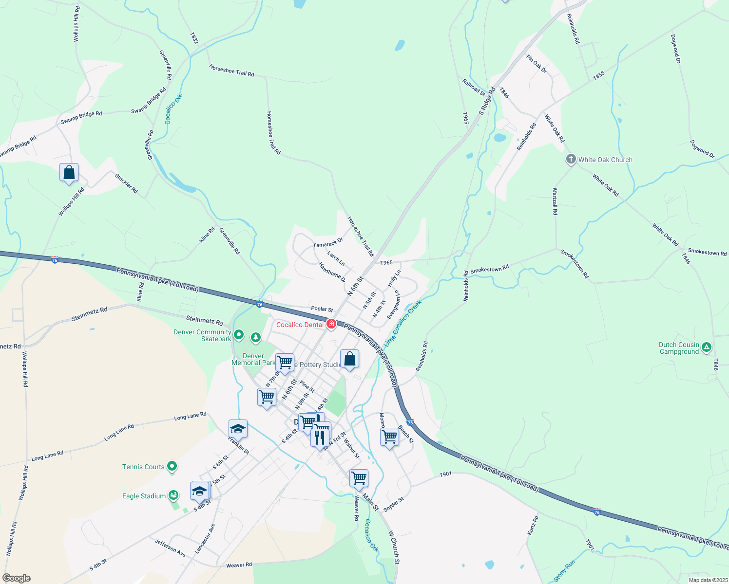 map of restaurants, bars, coffee shops, grocery stores, and more near 519 Elm Street in Denver