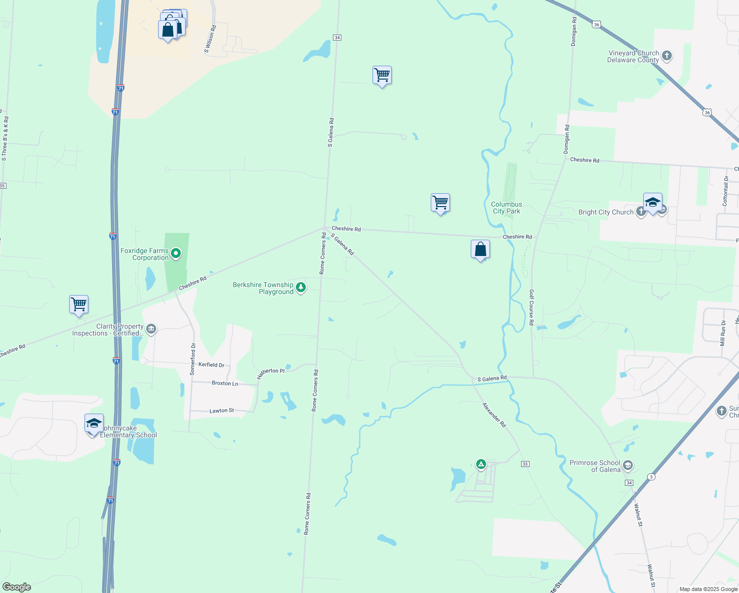 map of restaurants, bars, coffee shops, grocery stores, and more near 1230 South Galena Road in Galena
