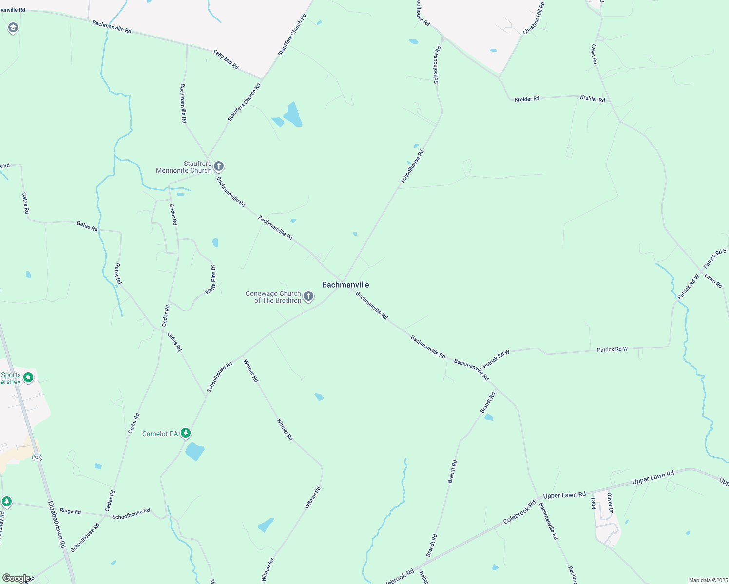 map of restaurants, bars, coffee shops, grocery stores, and more near 352 Bachmanville Road in Hershey