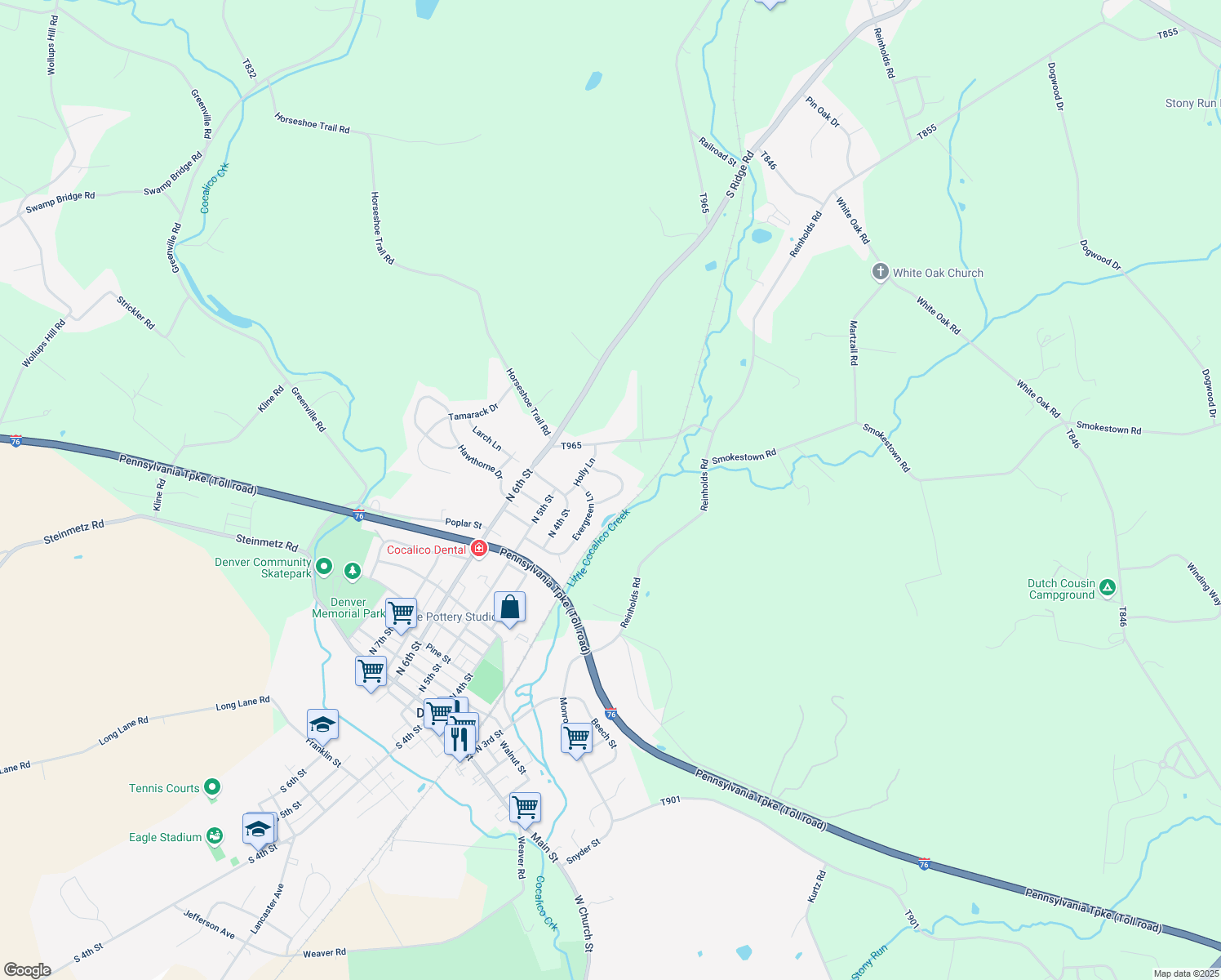 map of restaurants, bars, coffee shops, grocery stores, and more near 914 Sycamore Dr in Denver