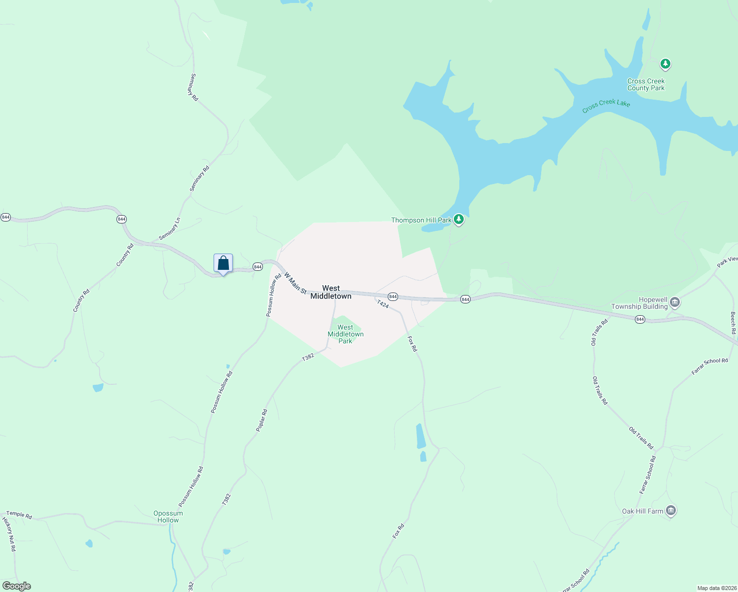 map of restaurants, bars, coffee shops, grocery stores, and more near 55 East Main St W Middletown in West Middletown