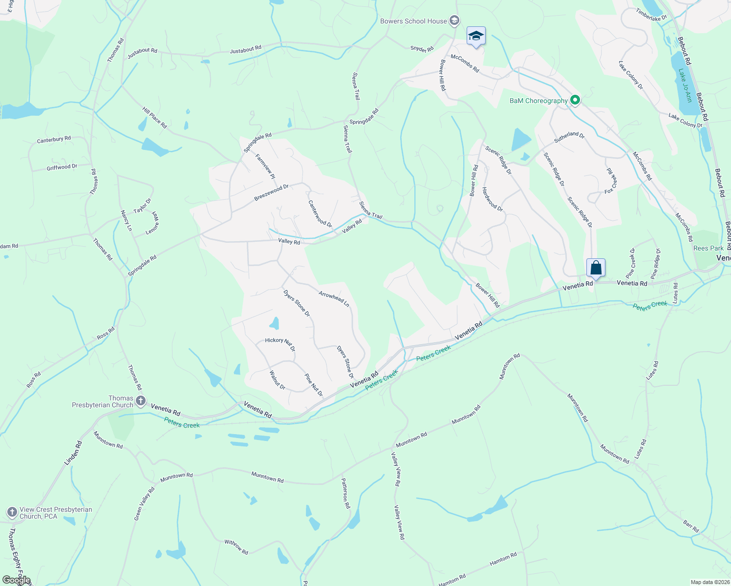 map of restaurants, bars, coffee shops, grocery stores, and more near 21 West Hillcrest Road in Eighty Four