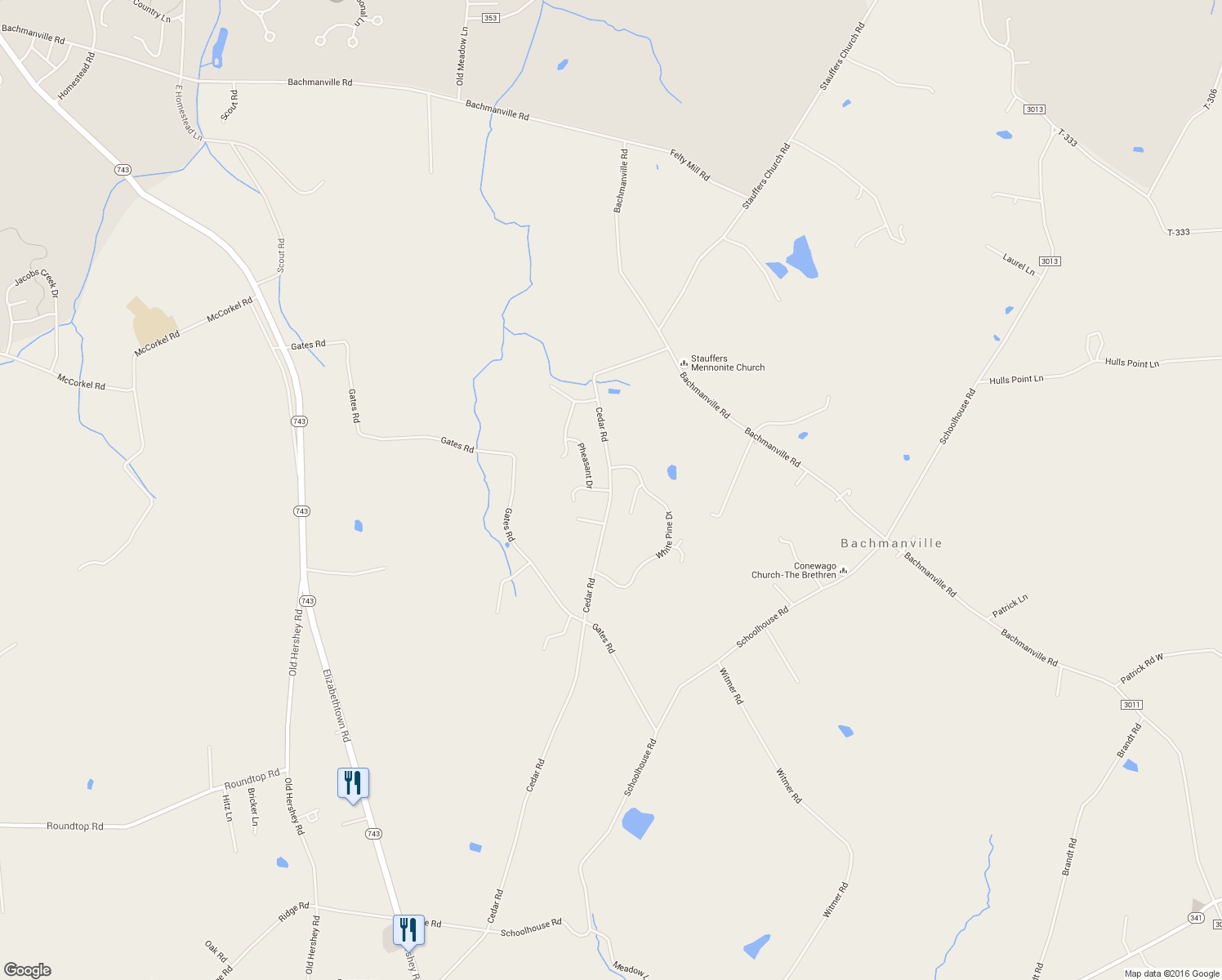 map of restaurants, bars, coffee shops, grocery stores, and more near 2 Fox Chase Road in Hershey