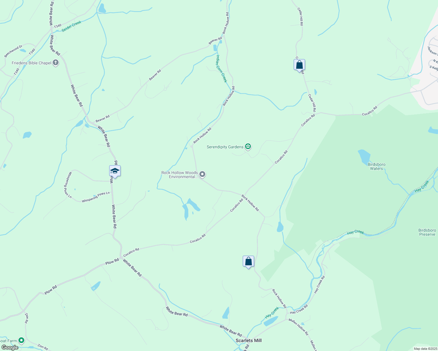 map of restaurants, bars, coffee shops, grocery stores, and more near 591 Rock Hollow Road in Birdsboro