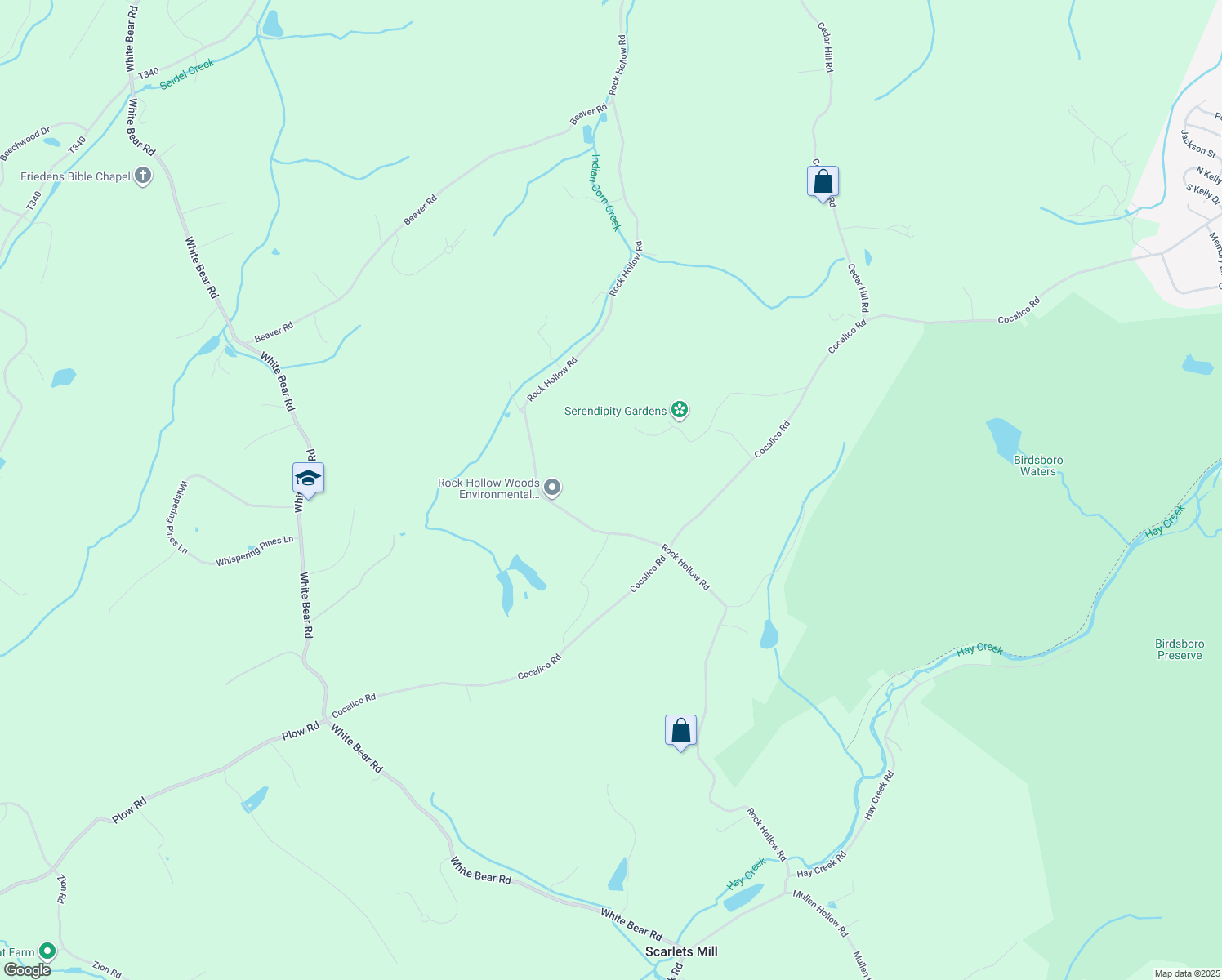map of restaurants, bars, coffee shops, grocery stores, and more near 591 Rock Hollow Road in Birdsboro