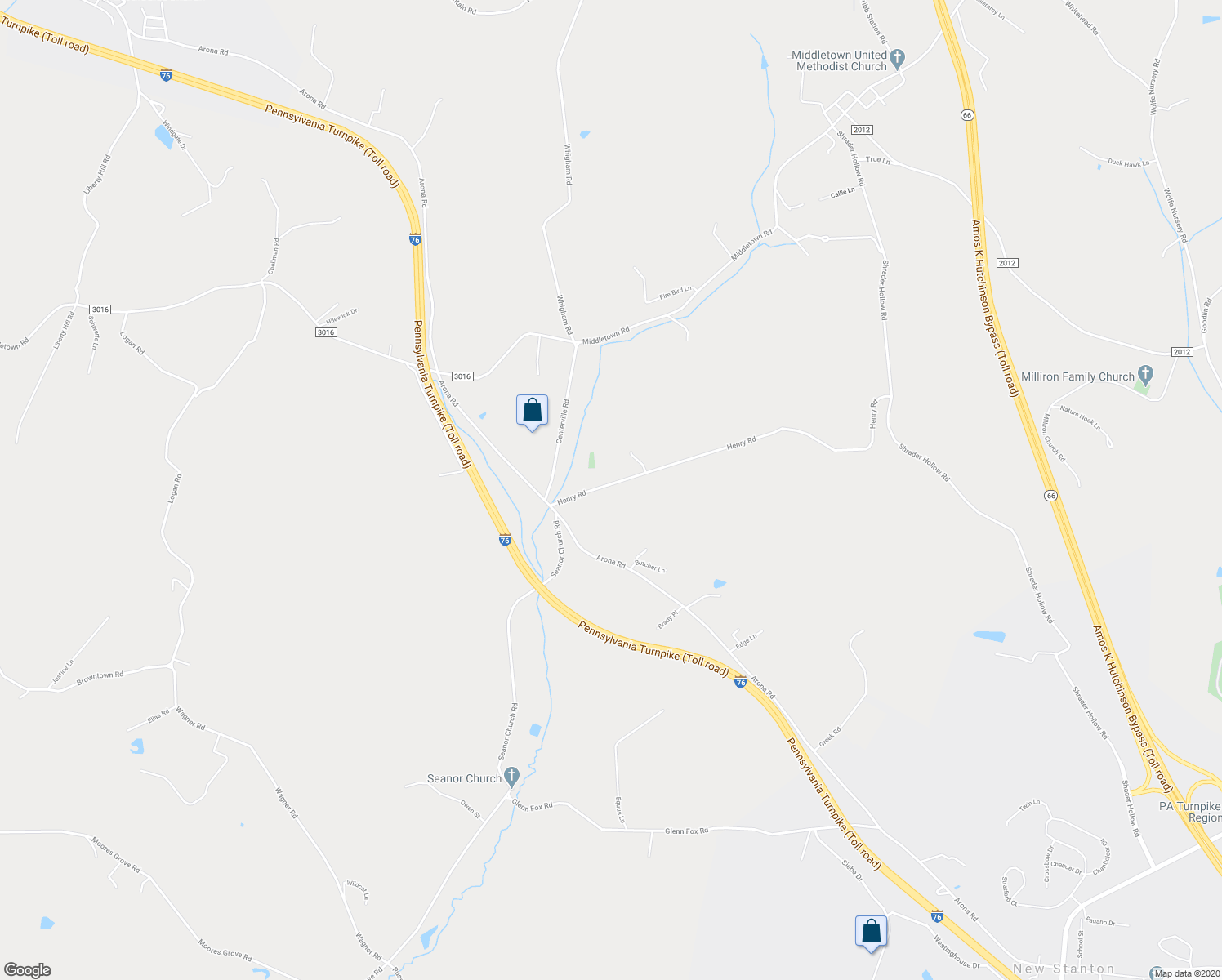 map of restaurants, bars, coffee shops, grocery stores, and more near 130 Henry Road in New Stanton