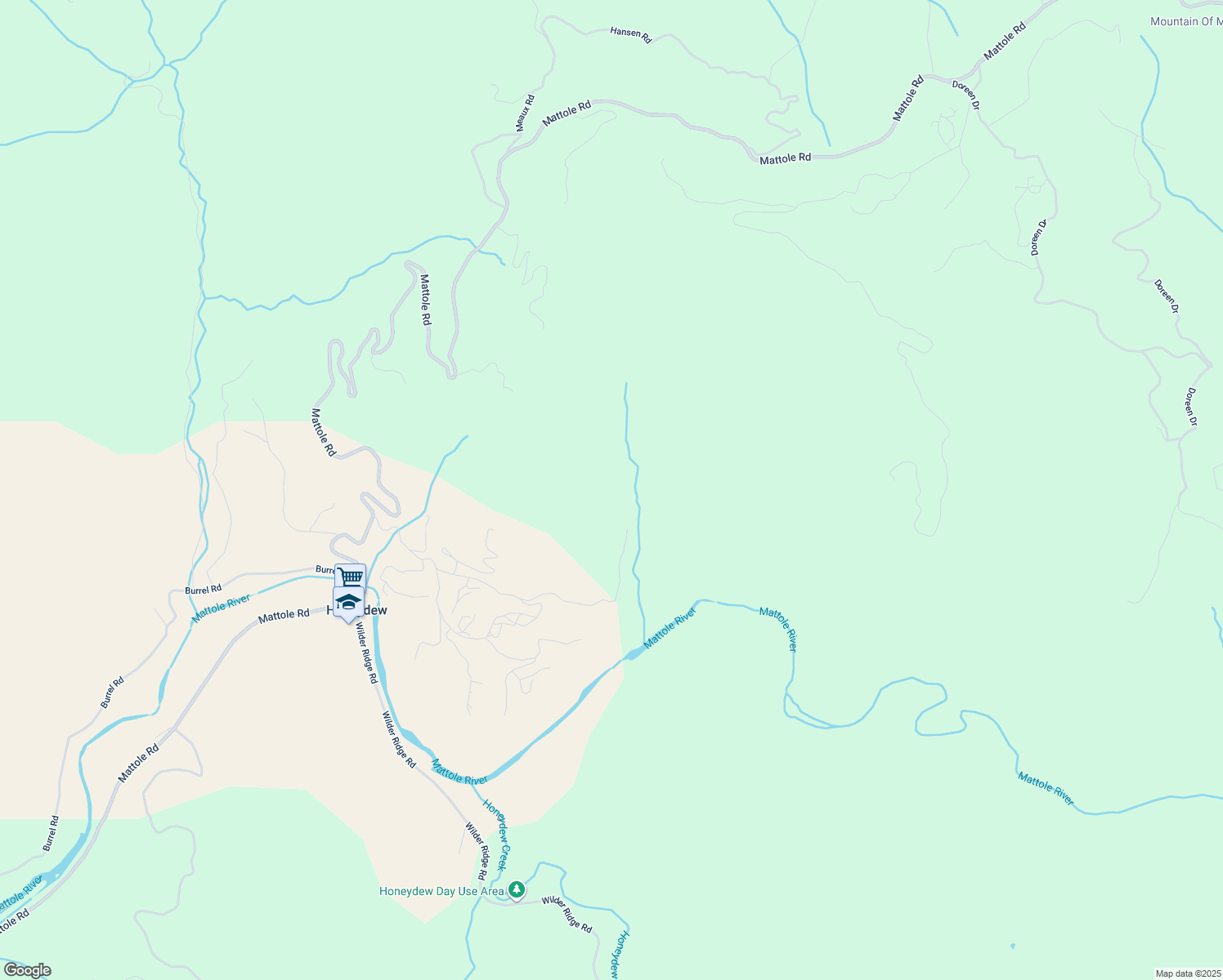 map of restaurants, bars, coffee shops, grocery stores, and more near 745 Applewood Road in Honeydew