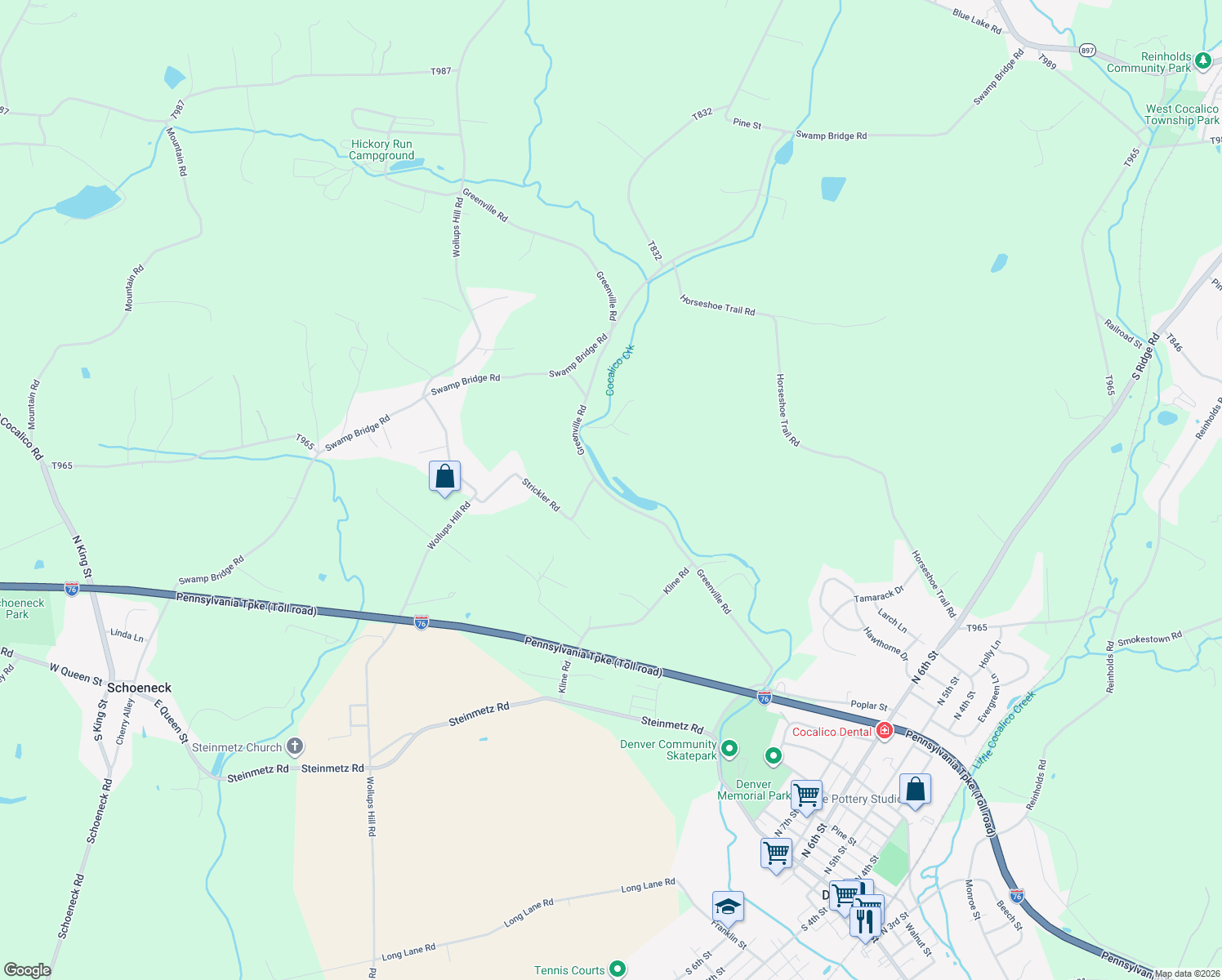 map of restaurants, bars, coffee shops, grocery stores, and more near 730 Greenville Rd in Denver