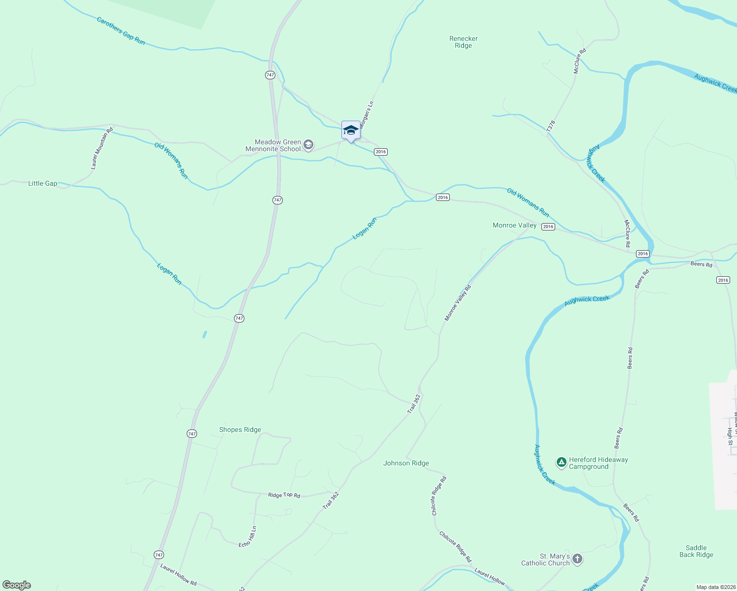 map of restaurants, bars, coffee shops, grocery stores, and more near 9766 Valley View Road in Three Springs