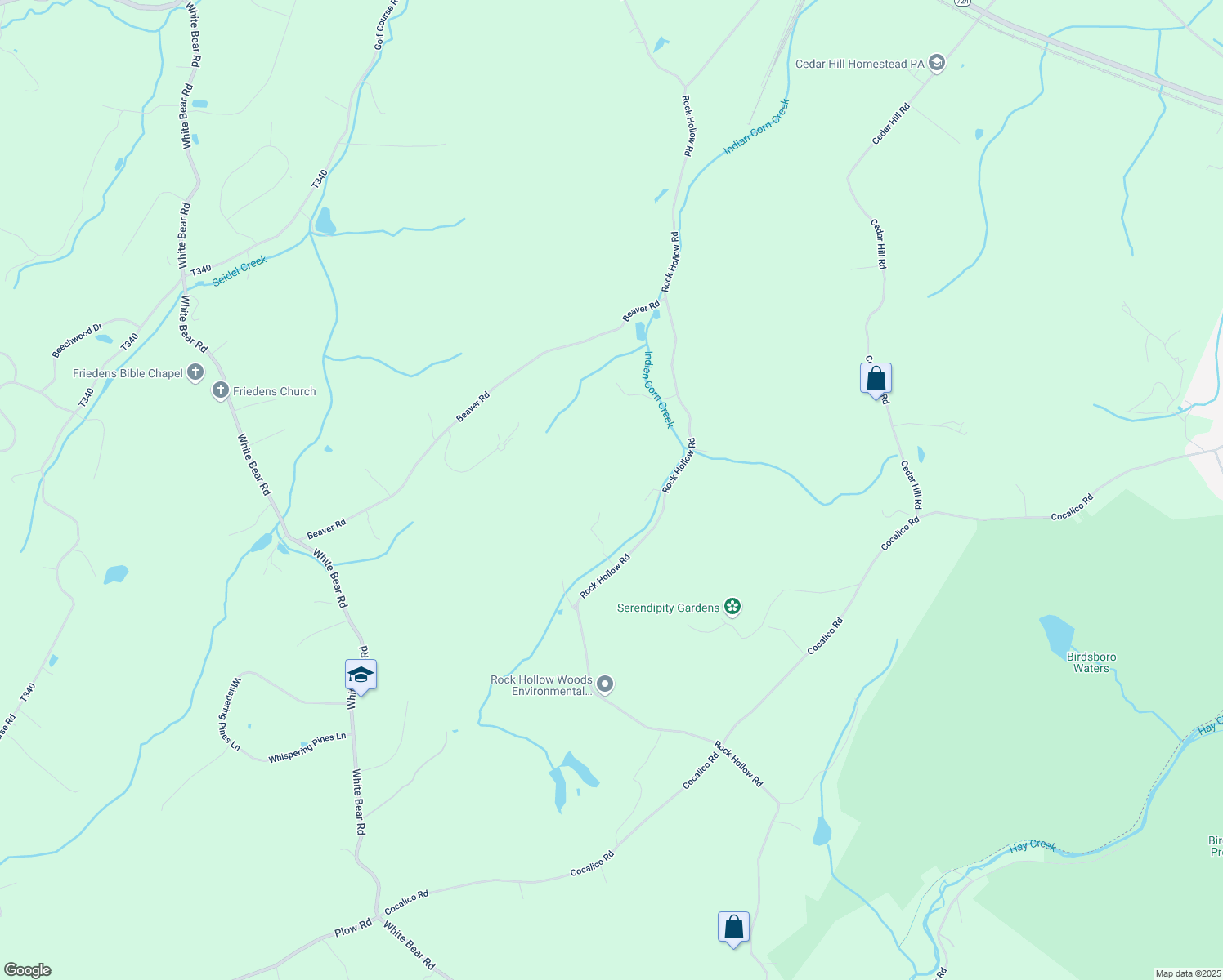 map of restaurants, bars, coffee shops, grocery stores, and more near 65 Opperman Lane in Birdsboro