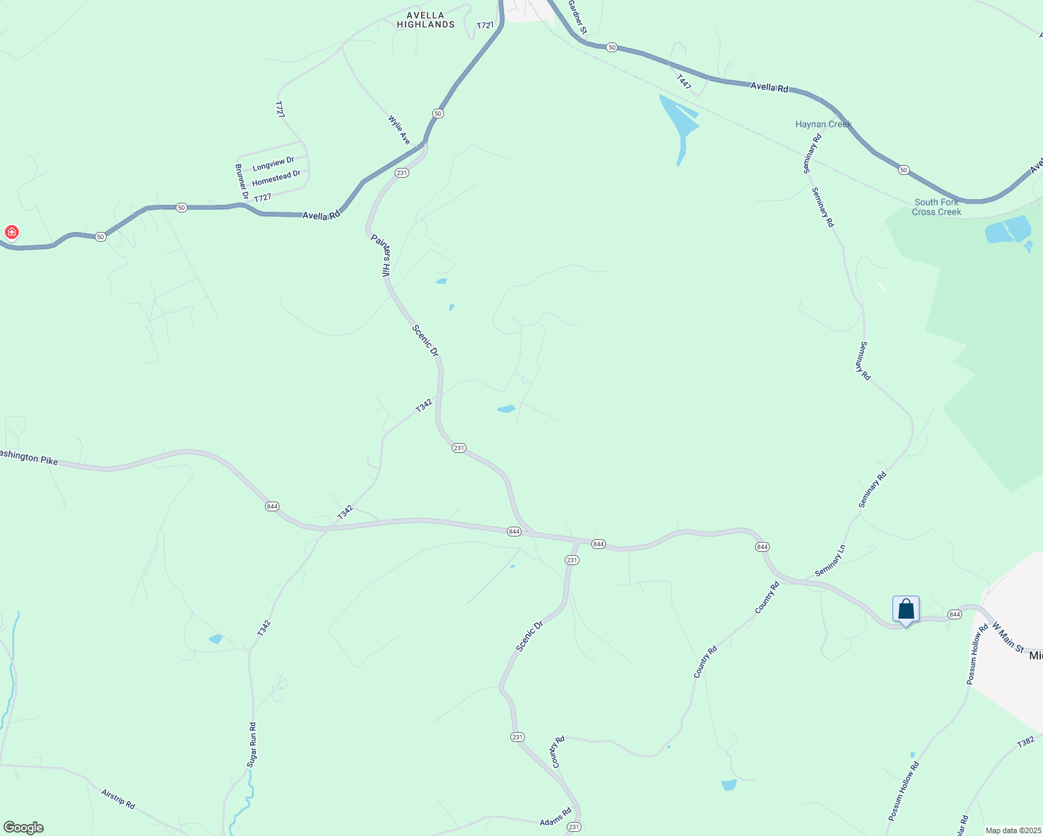 map of restaurants, bars, coffee shops, grocery stores, and more near 52 Manchester Lane in Avella
