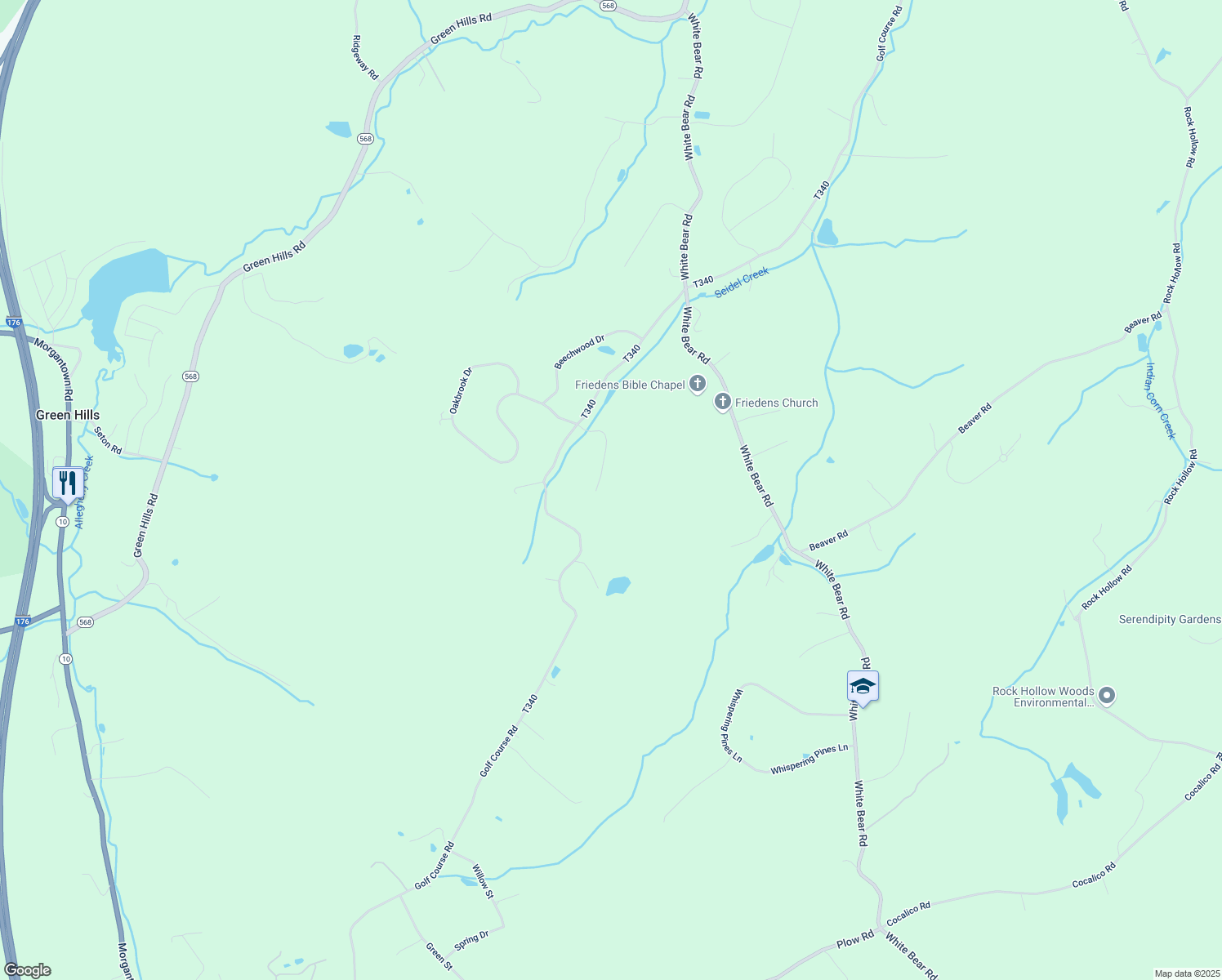 map of restaurants, bars, coffee shops, grocery stores, and more near 101 Oakbrook Court in Birdsboro