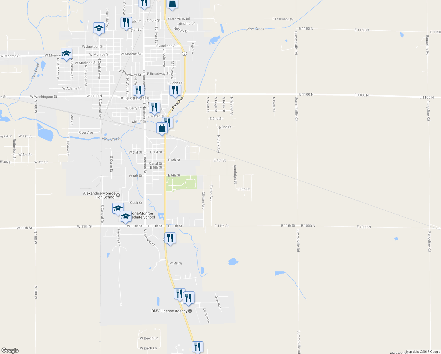 map of restaurants, bars, coffee shops, grocery stores, and more near 1001 Clark Avenue in Alexandria