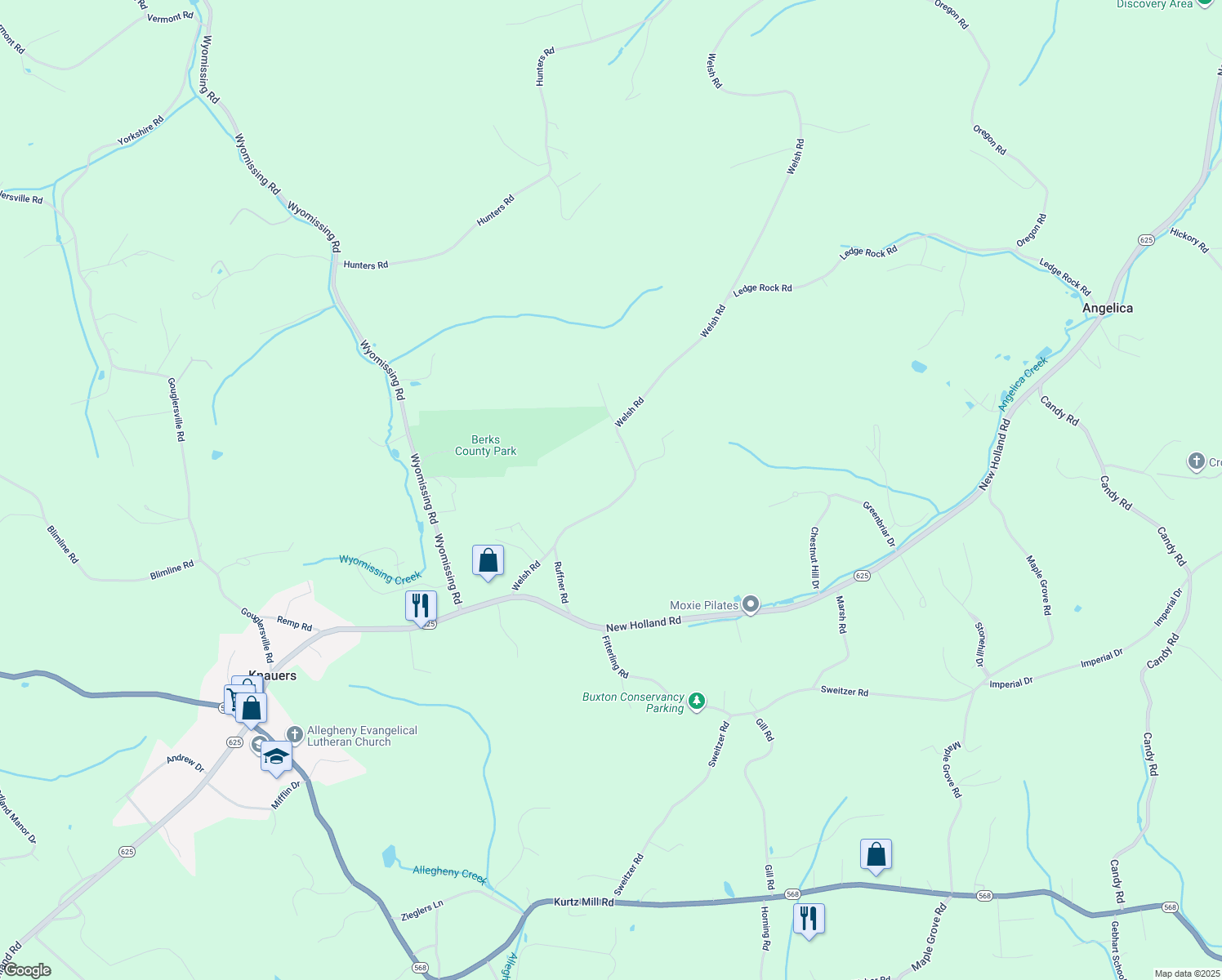 map of restaurants, bars, coffee shops, grocery stores, and more near 3003 Welsh Road in Mohnton