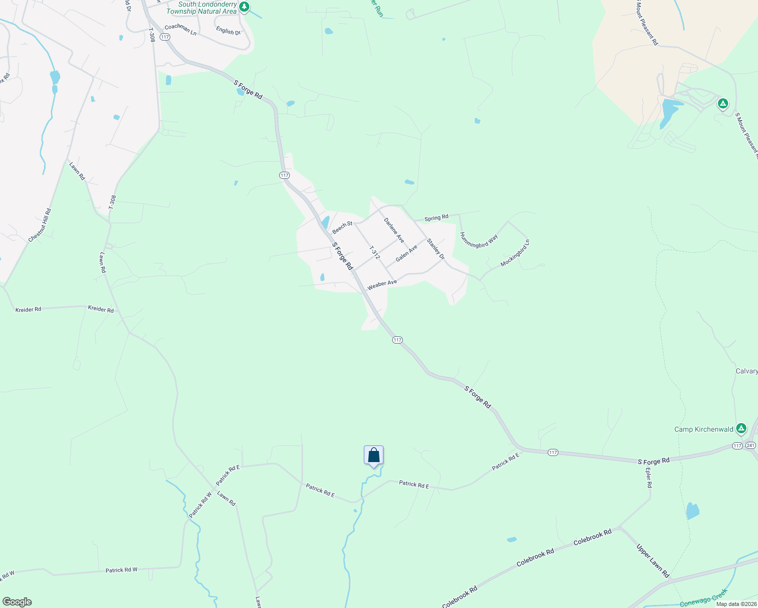 map of restaurants, bars, coffee shops, grocery stores, and more near 2206 South Forge Road in Palmyra