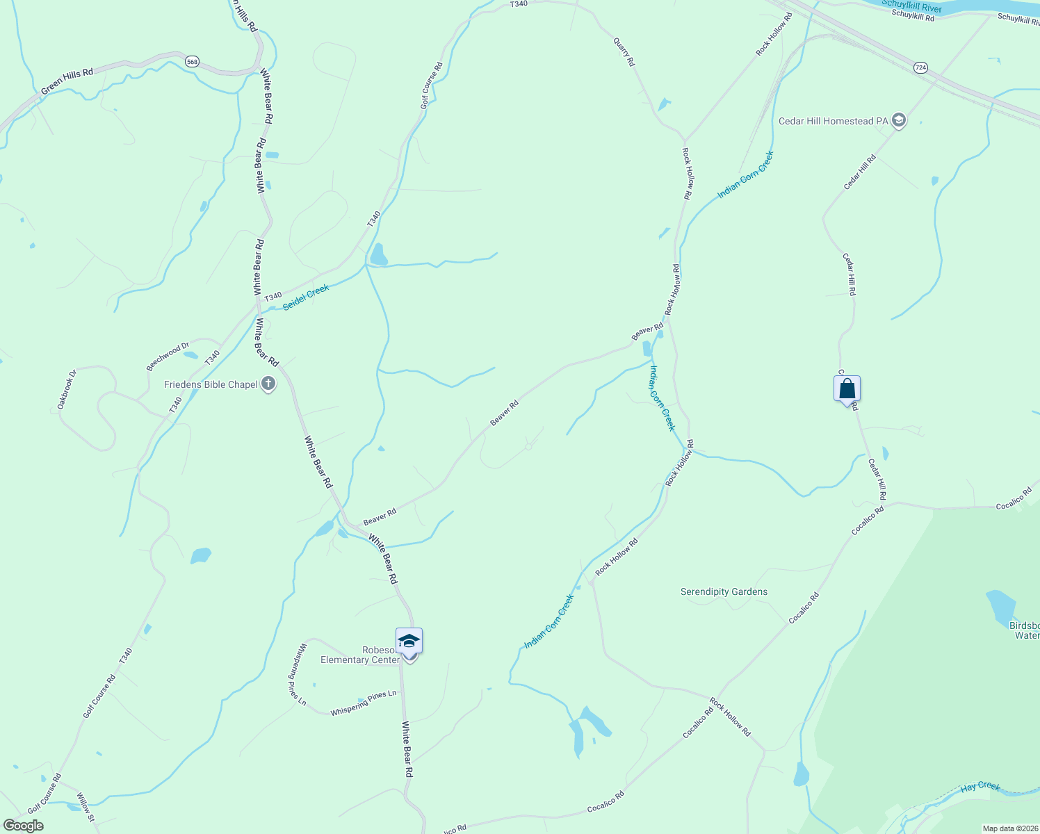 map of restaurants, bars, coffee shops, grocery stores, and more near 241 Beaver Road in Birdsboro