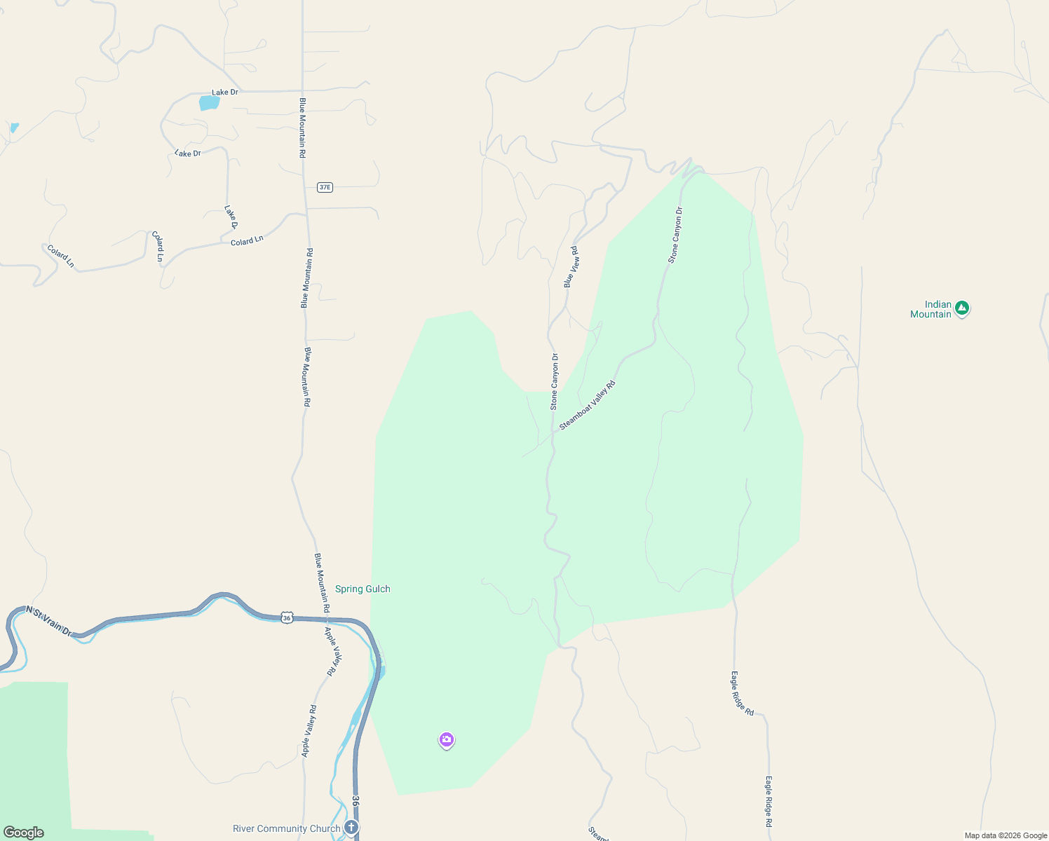 map of restaurants, bars, coffee shops, grocery stores, and more near 1264 Steamboat Valley Road in Lyons