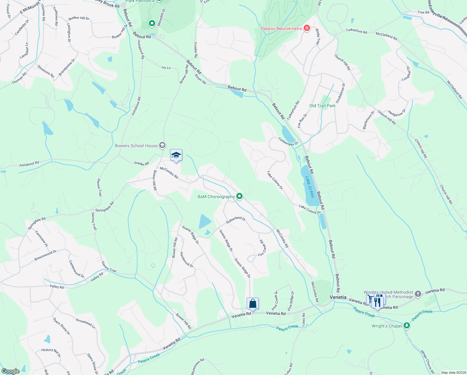 map of restaurants, bars, coffee shops, grocery stores, and more near 464 McCombs Road in Venetia