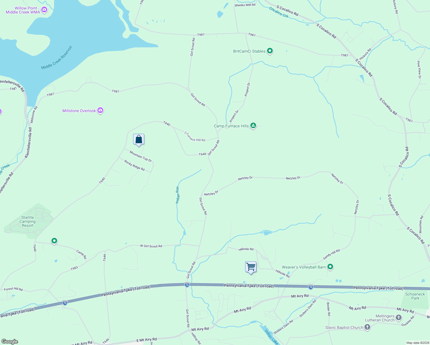 map of restaurants, bars, coffee shops, grocery stores, and more near 1580 Girl Scout Road in Denver