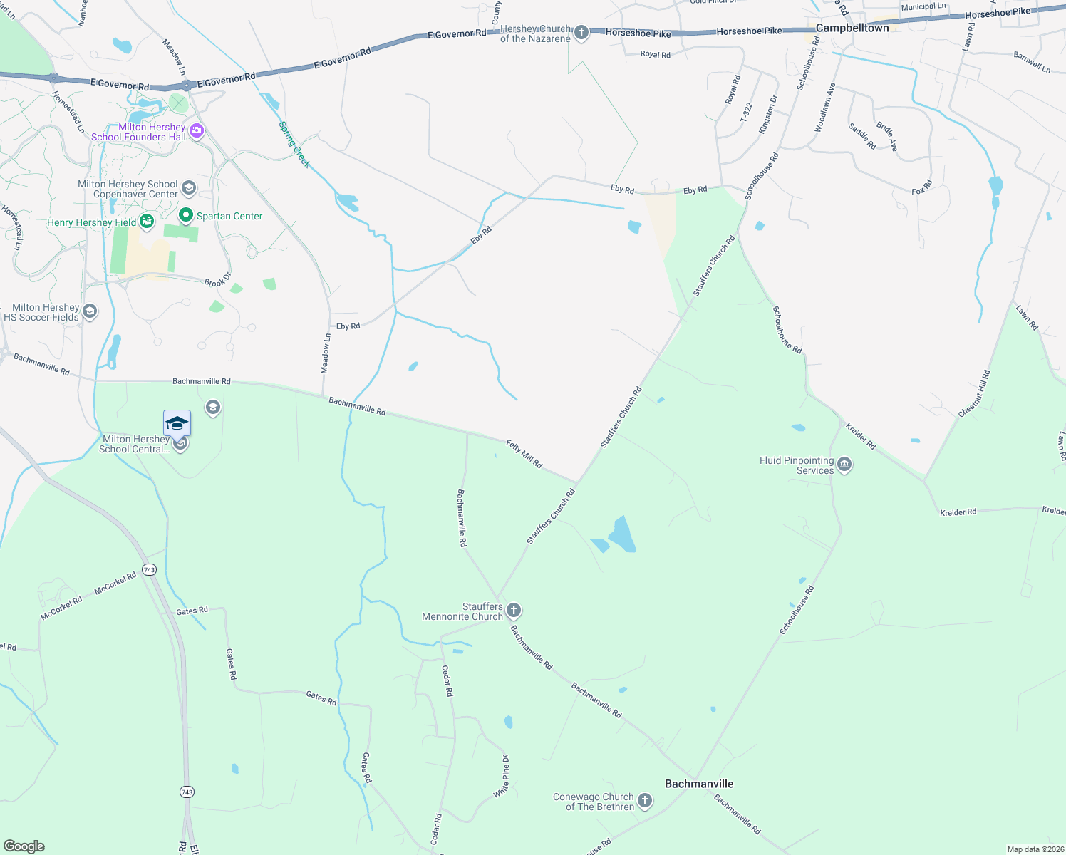 map of restaurants, bars, coffee shops, grocery stores, and more near 2305 Felty Mill Rd in Palmyra