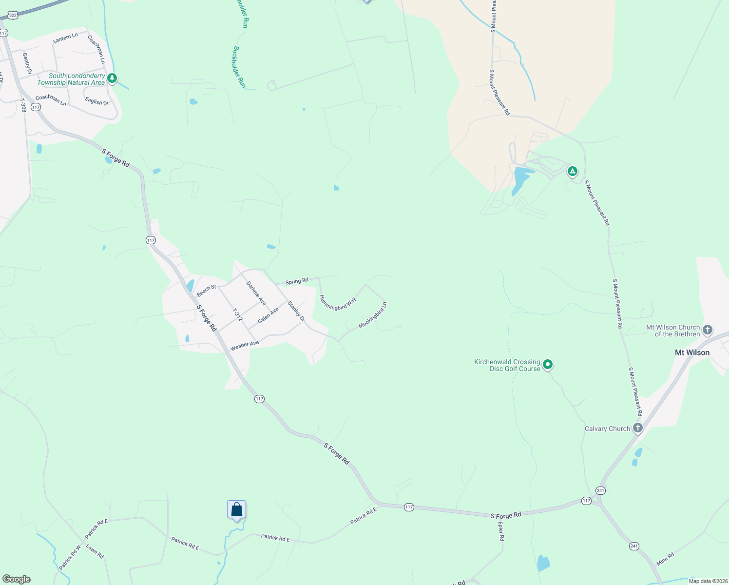 map of restaurants, bars, coffee shops, grocery stores, and more near 133 Hummingbird Way in Palmyra