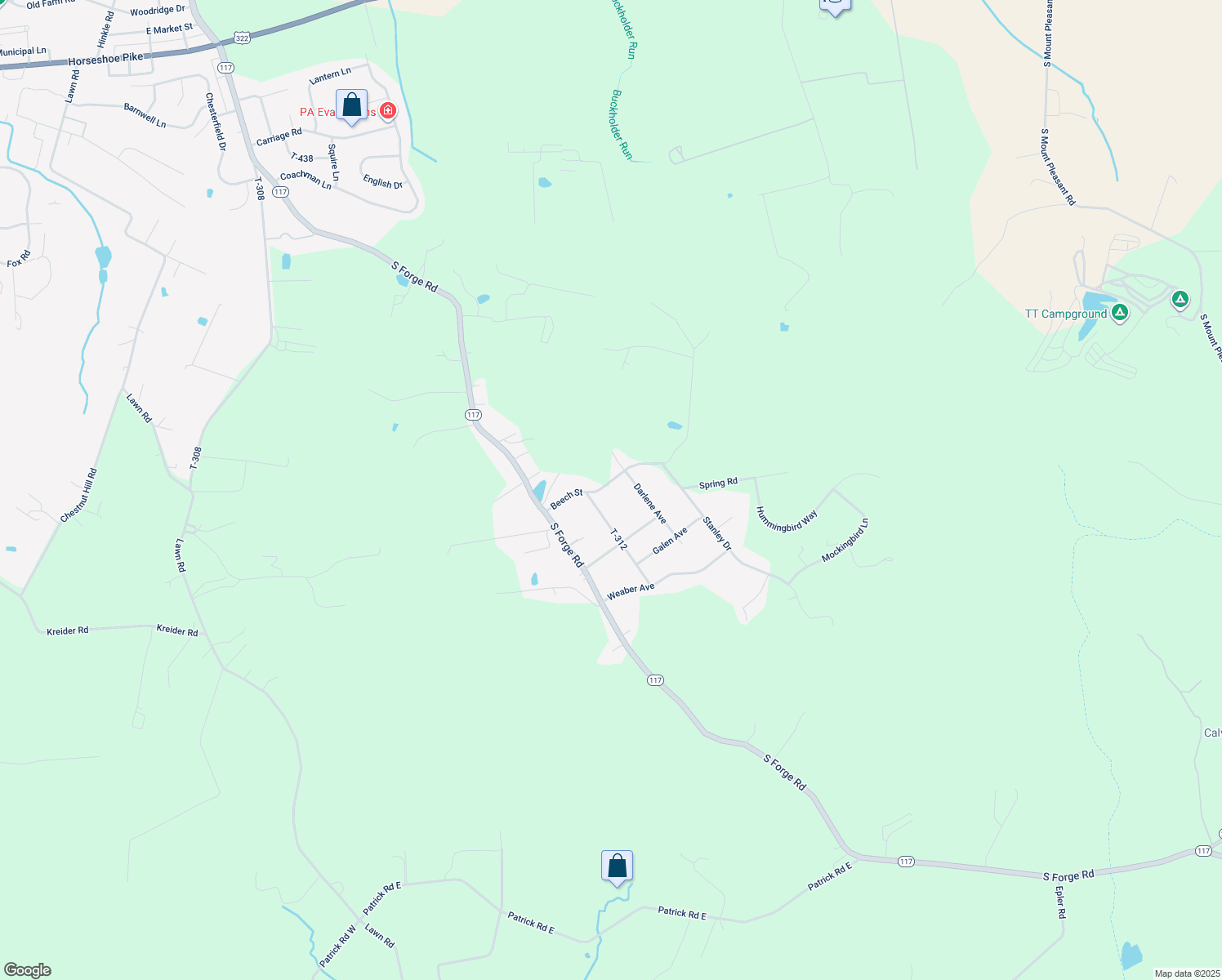 map of restaurants, bars, coffee shops, grocery stores, and more near 821 Beech Street in Palmyra