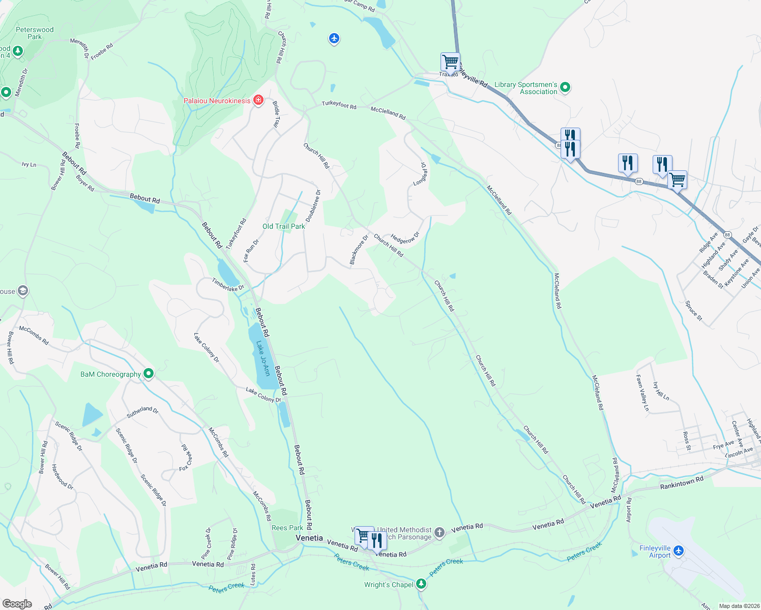 map of restaurants, bars, coffee shops, grocery stores, and more near 133 Golden Eagle Drive in Venetia