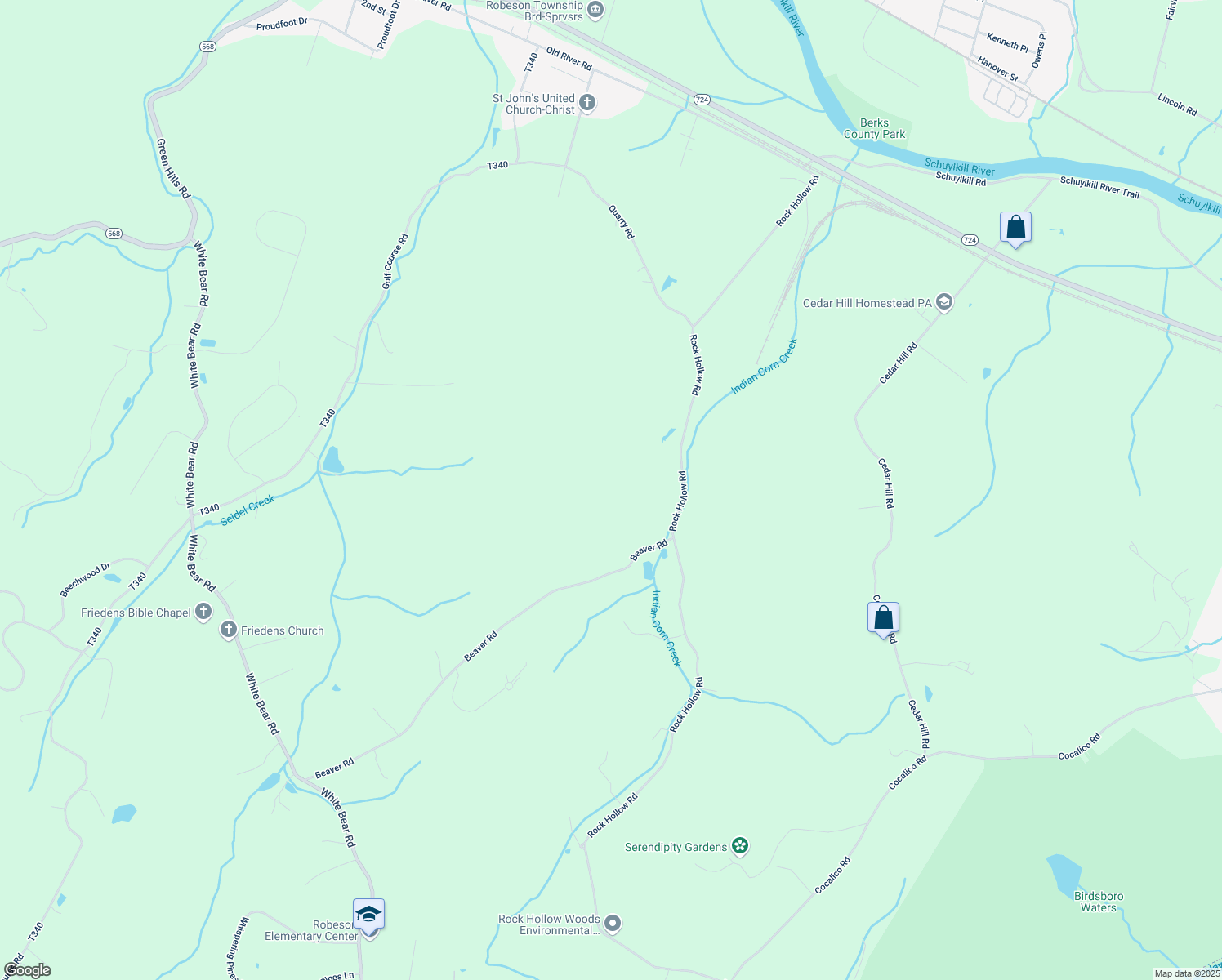 map of restaurants, bars, coffee shops, grocery stores, and more near 81 Beaver Road in Birdsboro