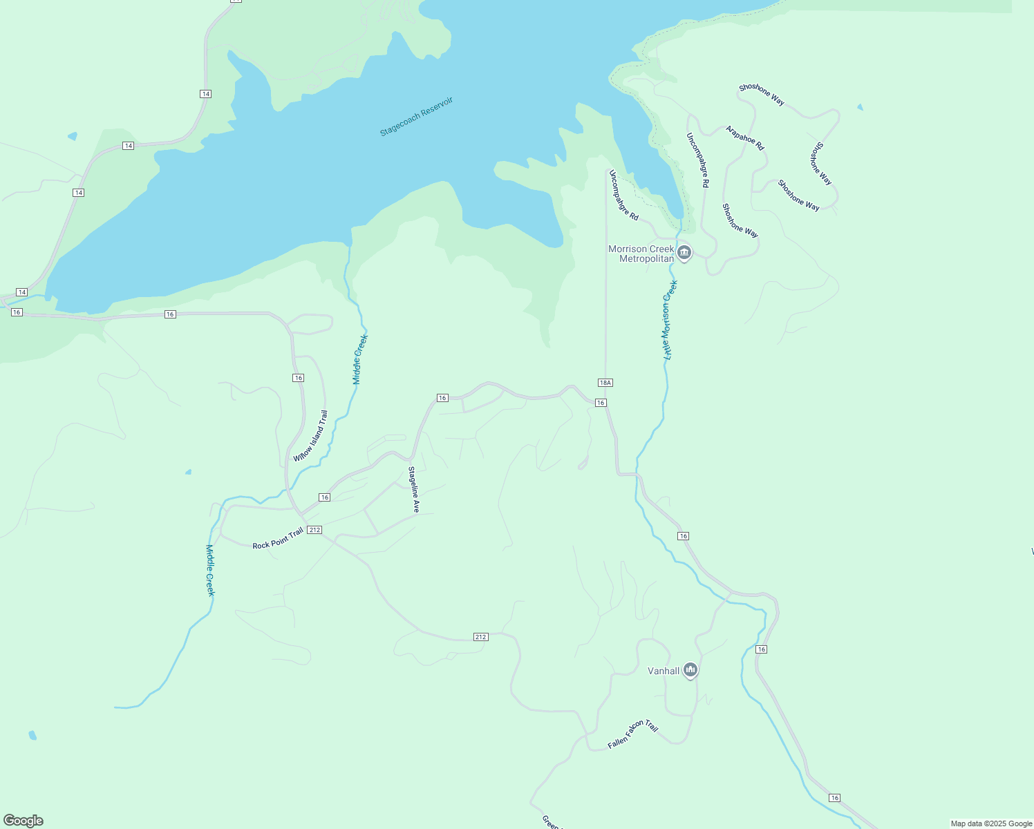 map of restaurants, bars, coffee shops, grocery stores, and more near 23655 County Road 16 in Oak Creek