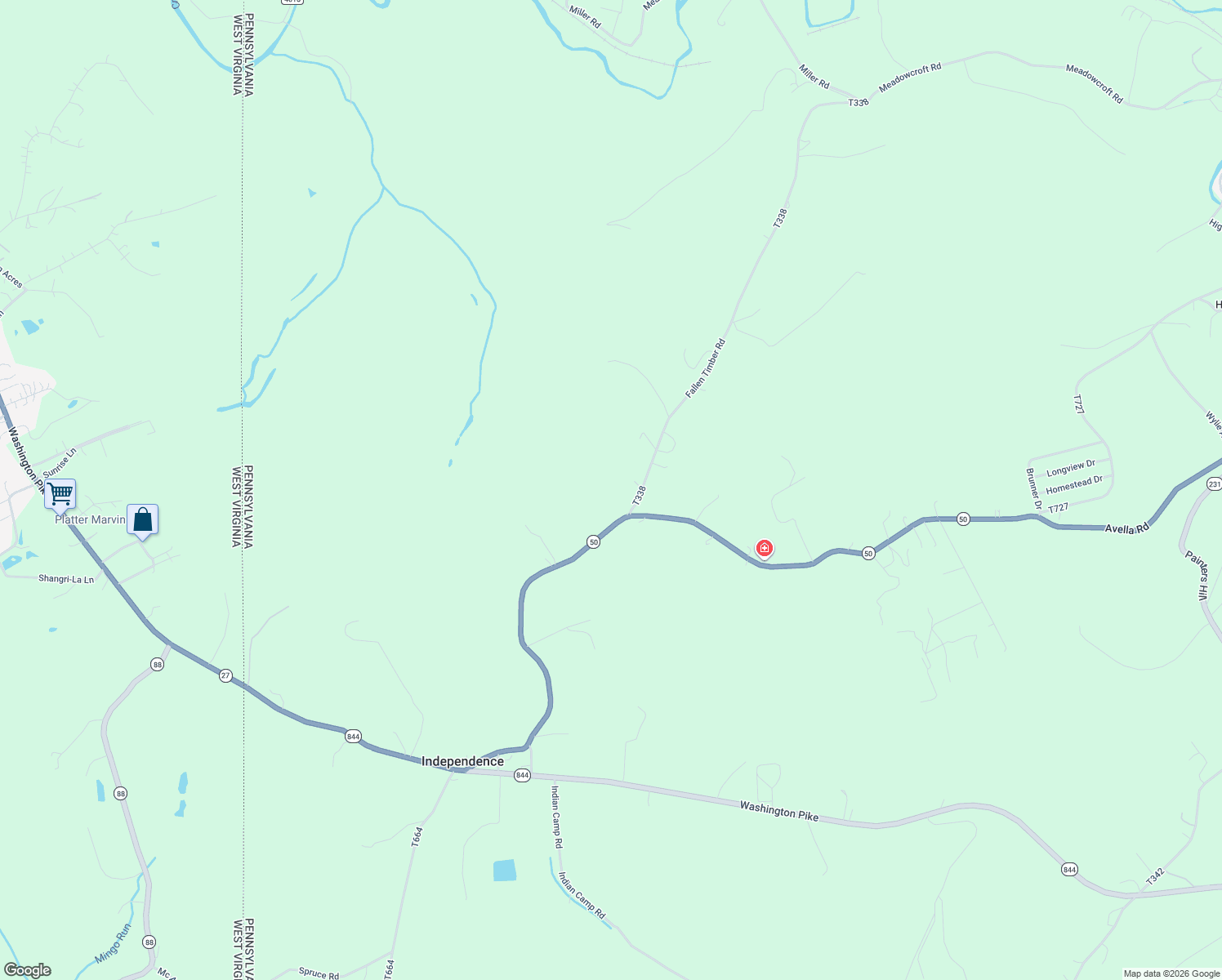 map of restaurants, bars, coffee shops, grocery stores, and more near 5 Fallen Timber Road in Avella