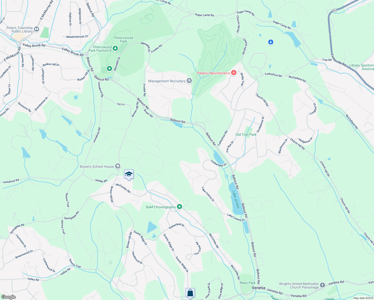 map of restaurants, bars, coffee shops, grocery stores, and more near 100-198 Timber Oak Ct in Venetia