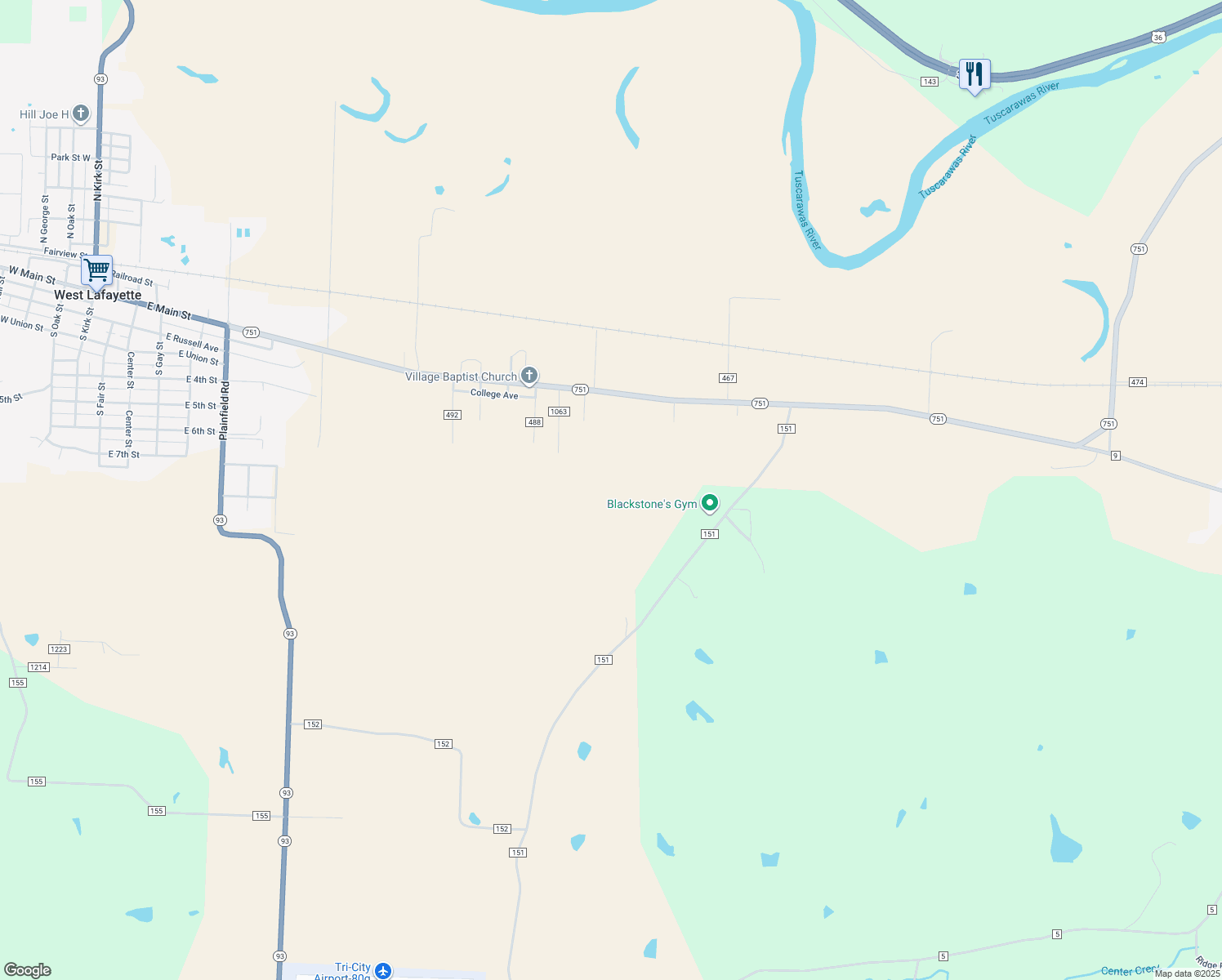 map of restaurants, bars, coffee shops, grocery stores, and more near in West Lafayette