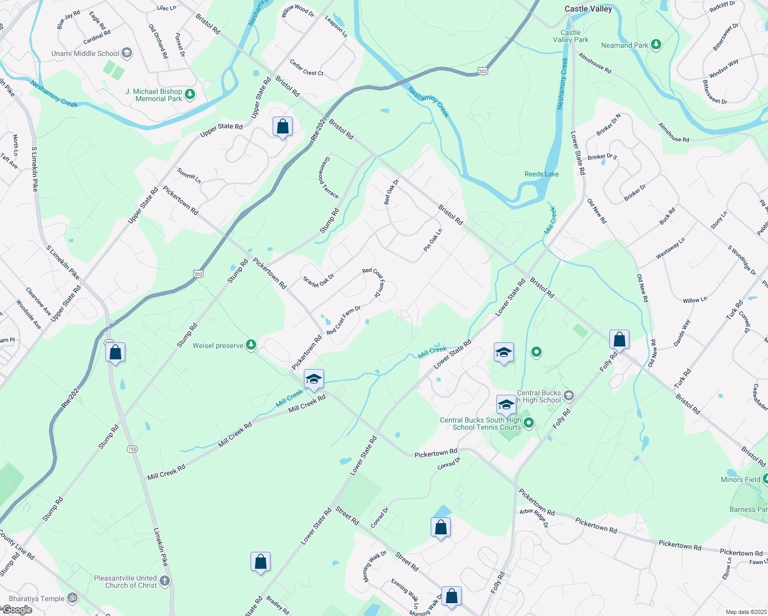map of restaurants, bars, coffee shops, grocery stores, and more near 3546 High Gate Avenue in Chalfont