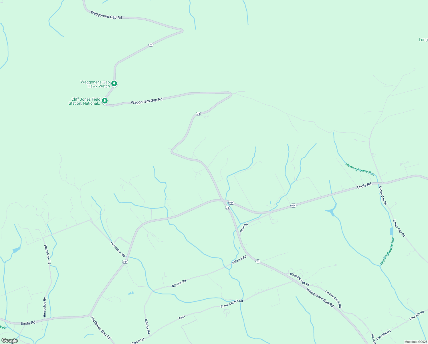 map of restaurants, bars, coffee shops, grocery stores, and more near 3431 Waggoners Gap Road in Carlisle