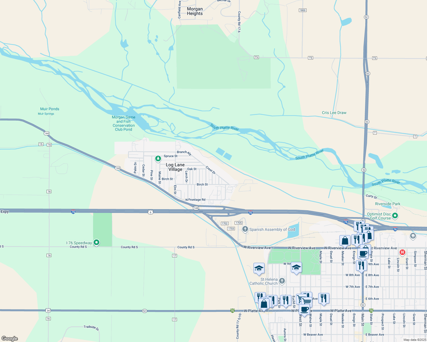 map of restaurants, bars, coffee shops, grocery stores, and more near 200 Crest Drive in Log Lane Village