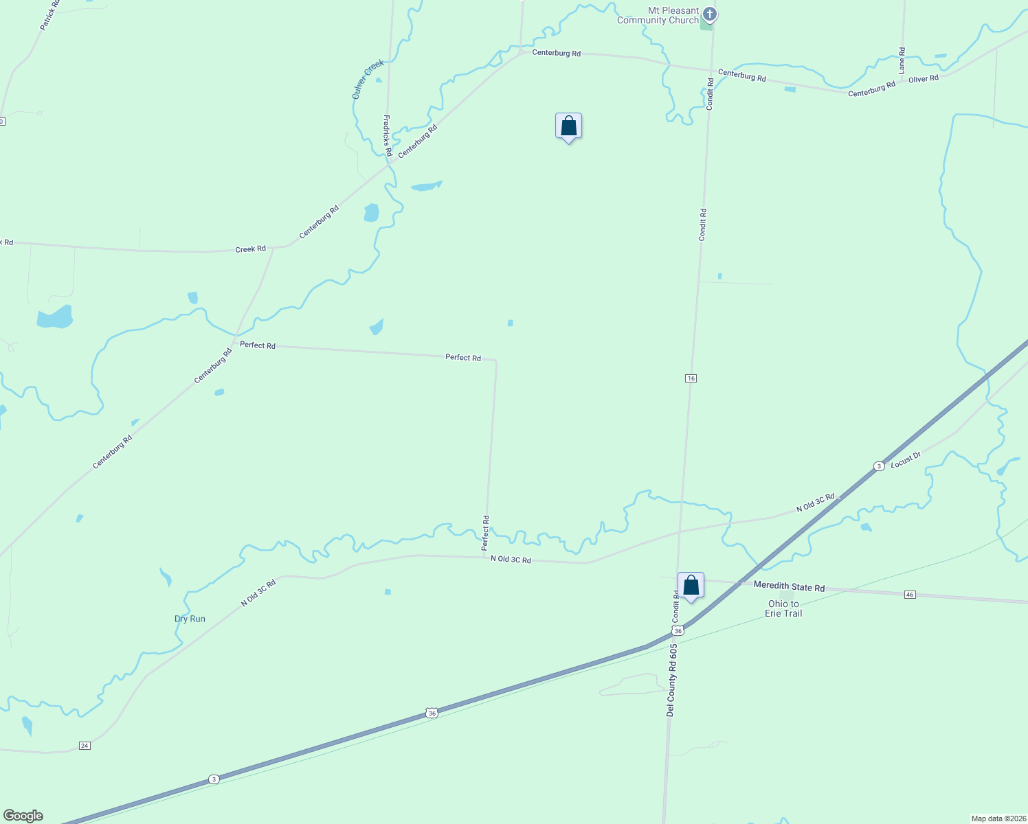 map of restaurants, bars, coffee shops, grocery stores, and more near 14241 Perfect Road in Sunbury