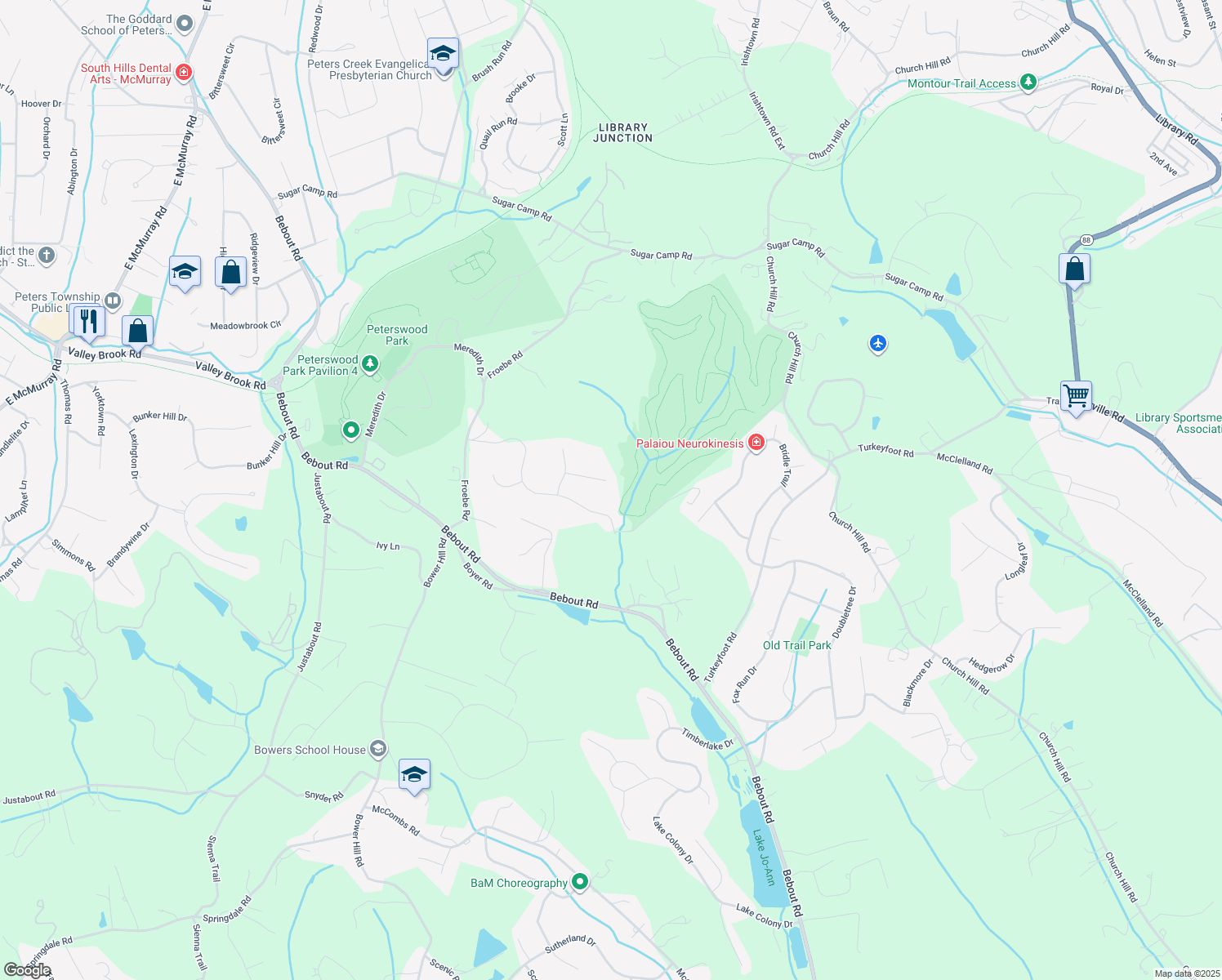 map of restaurants, bars, coffee shops, grocery stores, and more near 112 Fairview Circle in Venetia