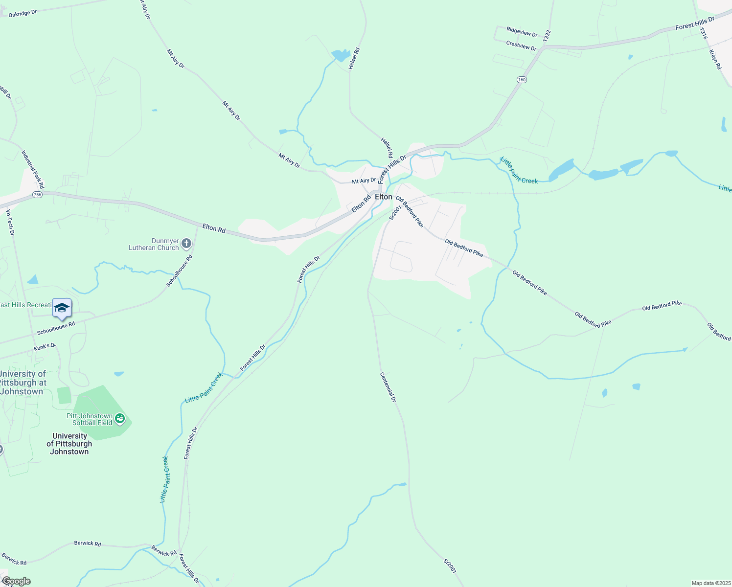 map of restaurants, bars, coffee shops, grocery stores, and more near 2326 Centennial Dr in Windber
