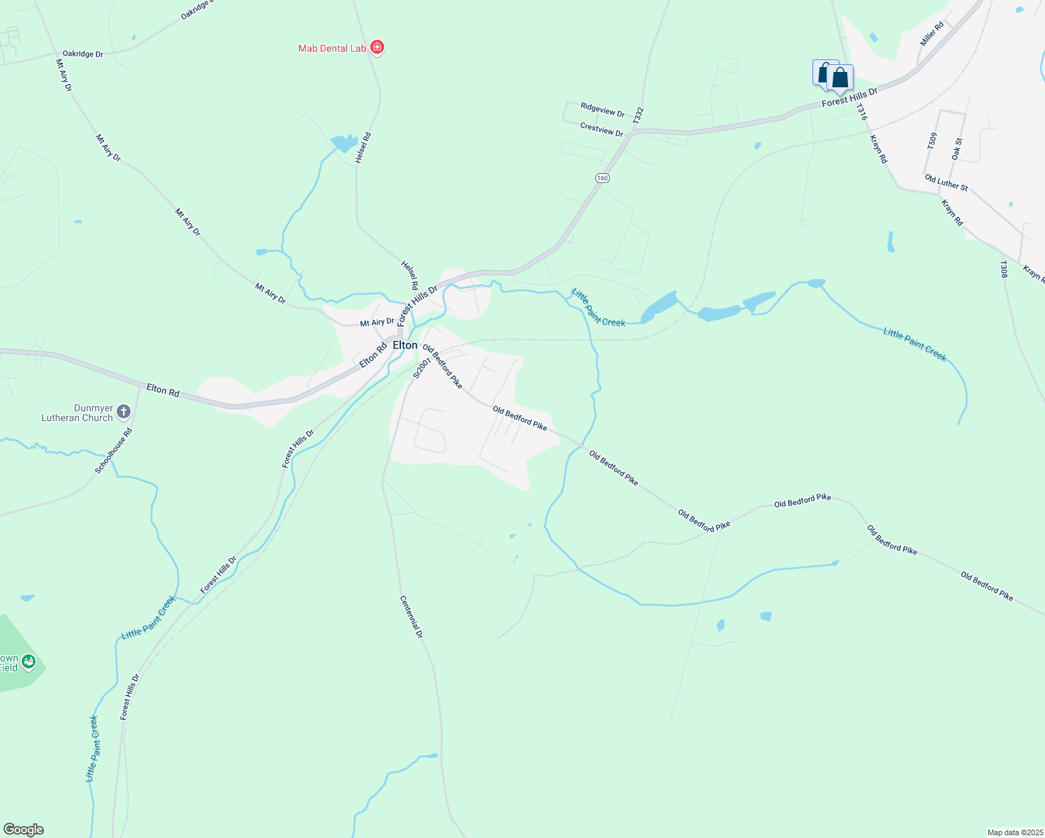map of restaurants, bars, coffee shops, grocery stores, and more near 268 Old Bedford Pike in Windber