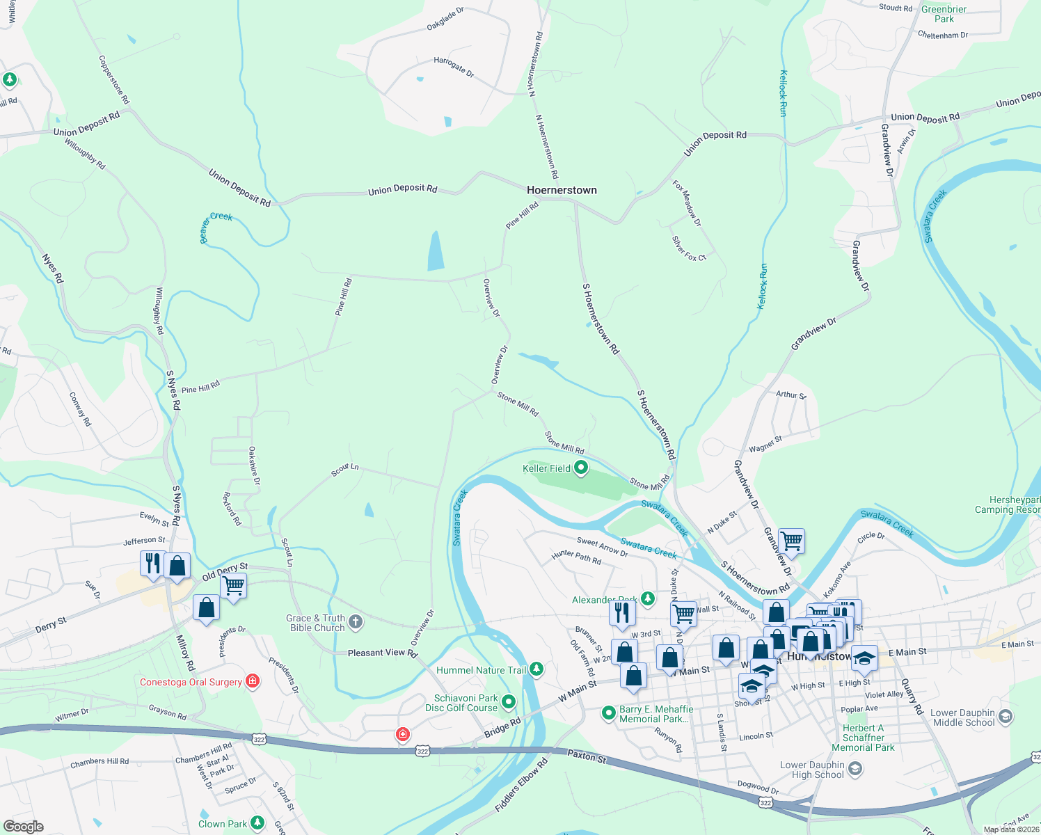 map of restaurants, bars, coffee shops, grocery stores, and more near 94 Stone Mill Road in Halifax